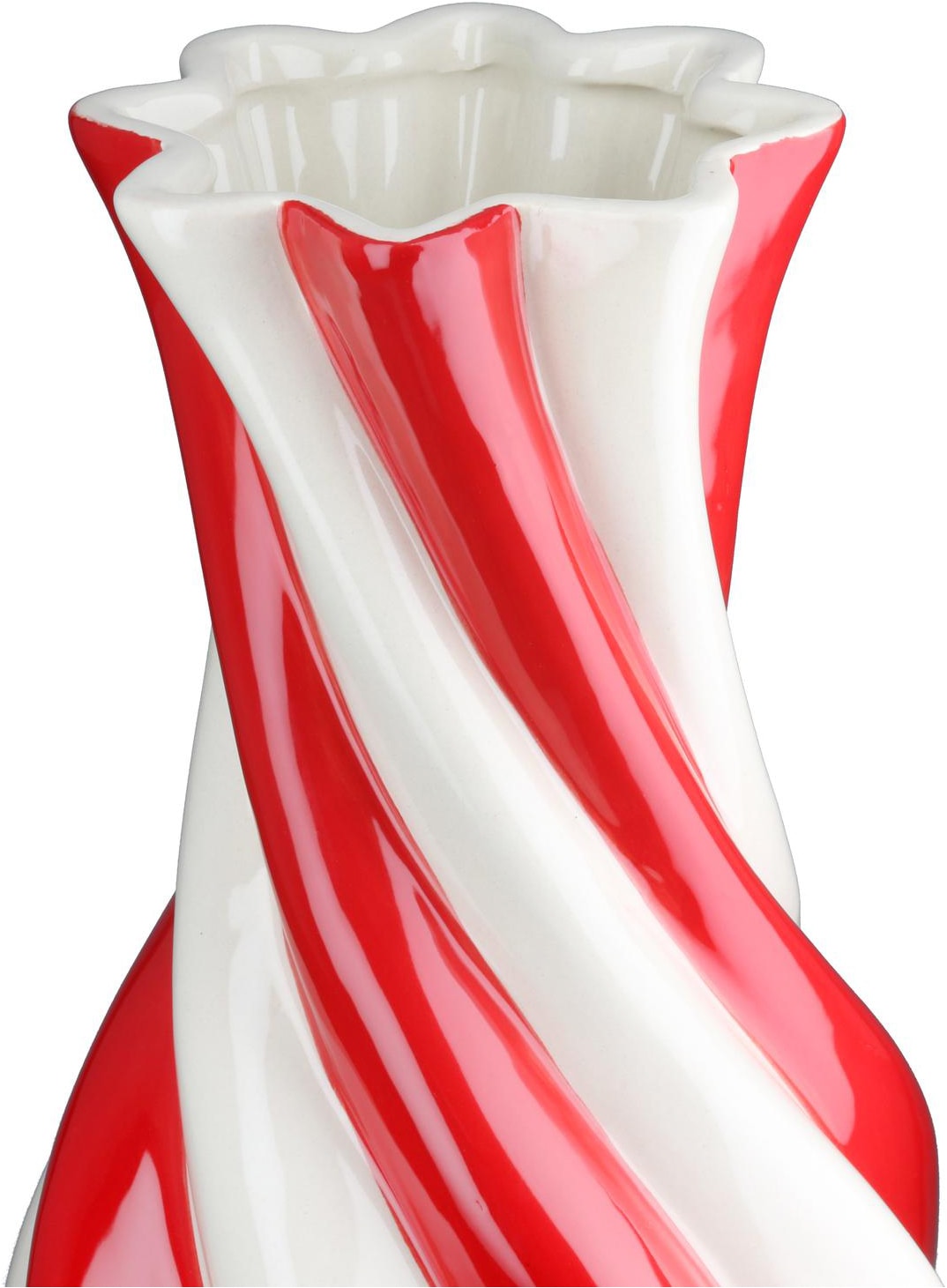 GILDE Tischvase »Vase, Kegel, "Candy", gestreift, Keramik, creme, rot« Vase Candy Dekovase modern Trend Hingucker Geschenkidee