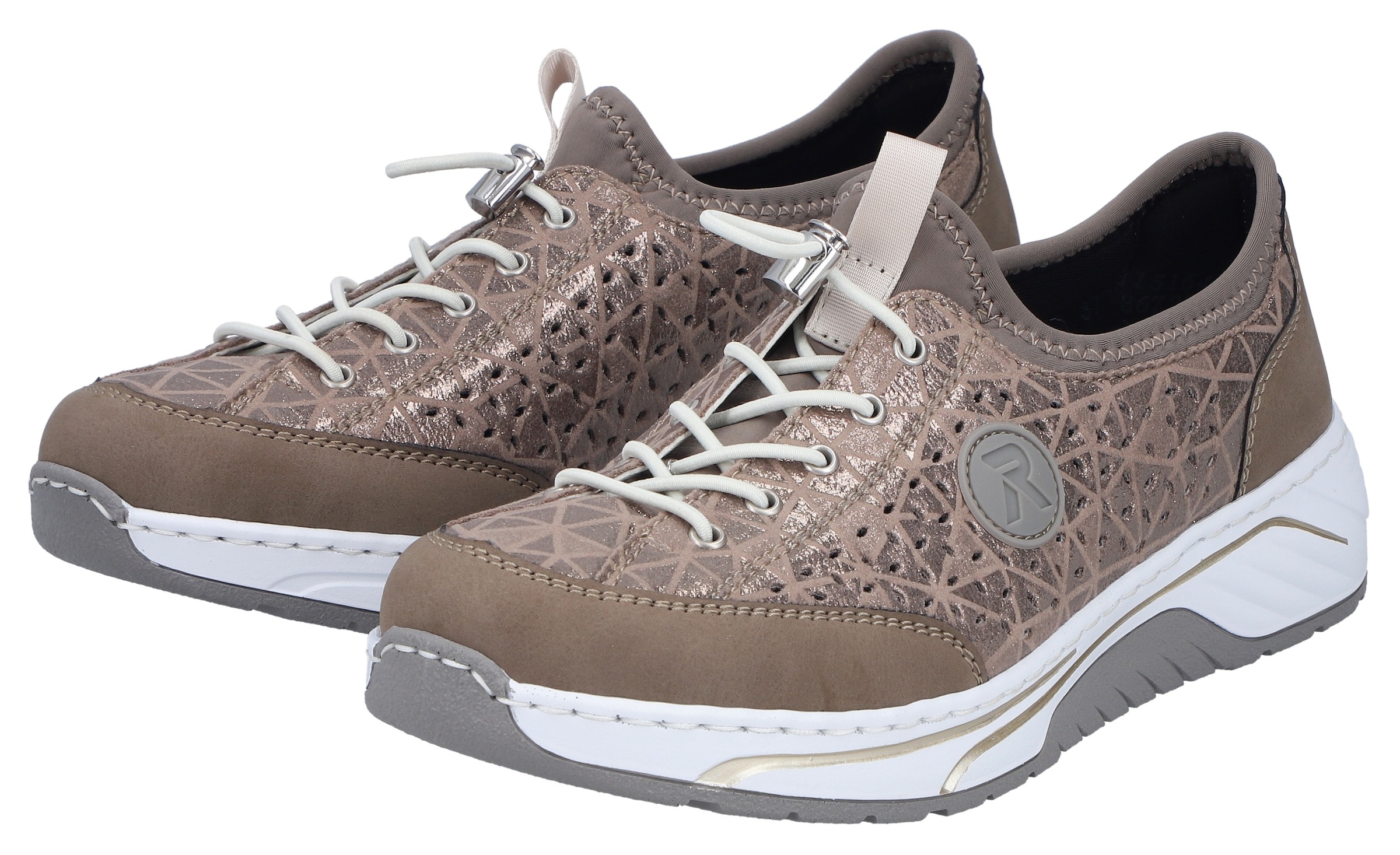 Image of Rieker Slip-On Sneaker Slipper, Freizeitsneaker, Halbschuh in Metallic-Optik