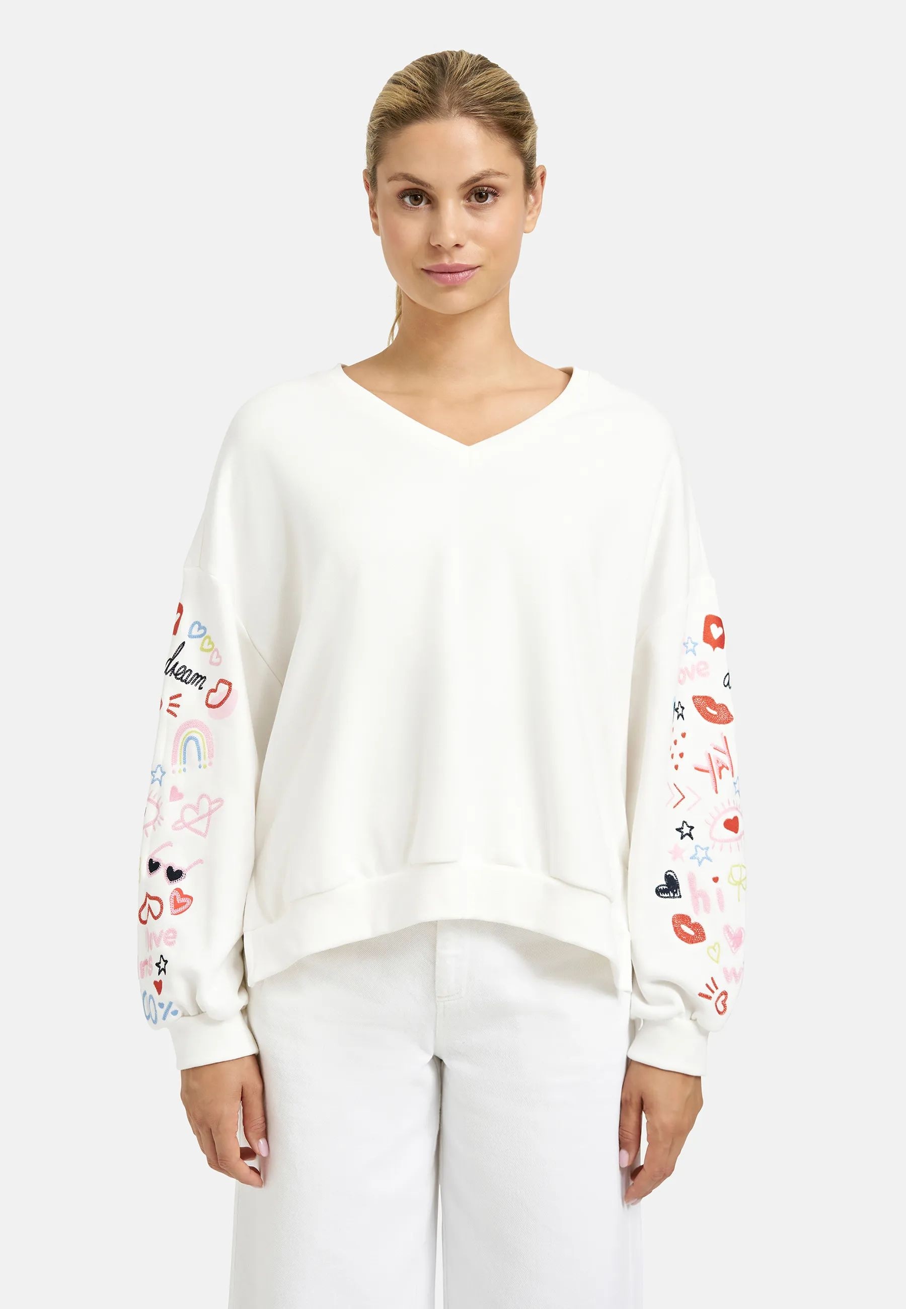 Smith & Soul Sweat-shirt , col en V, oversize, brodé
