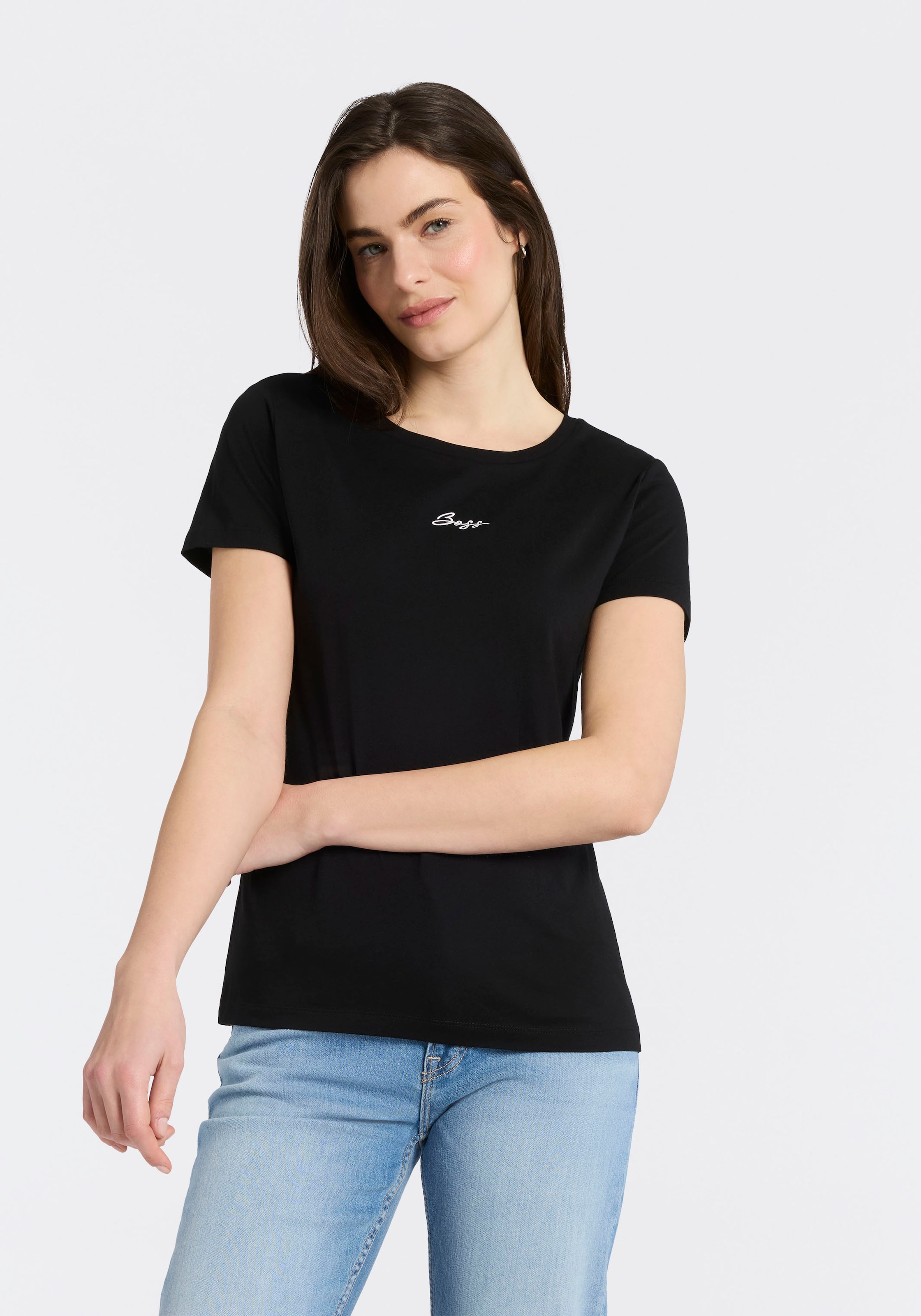 BOSS ORANGE T-shirt »Elove Embro Premium Damenmode« mit Rundhals, Slim Fit