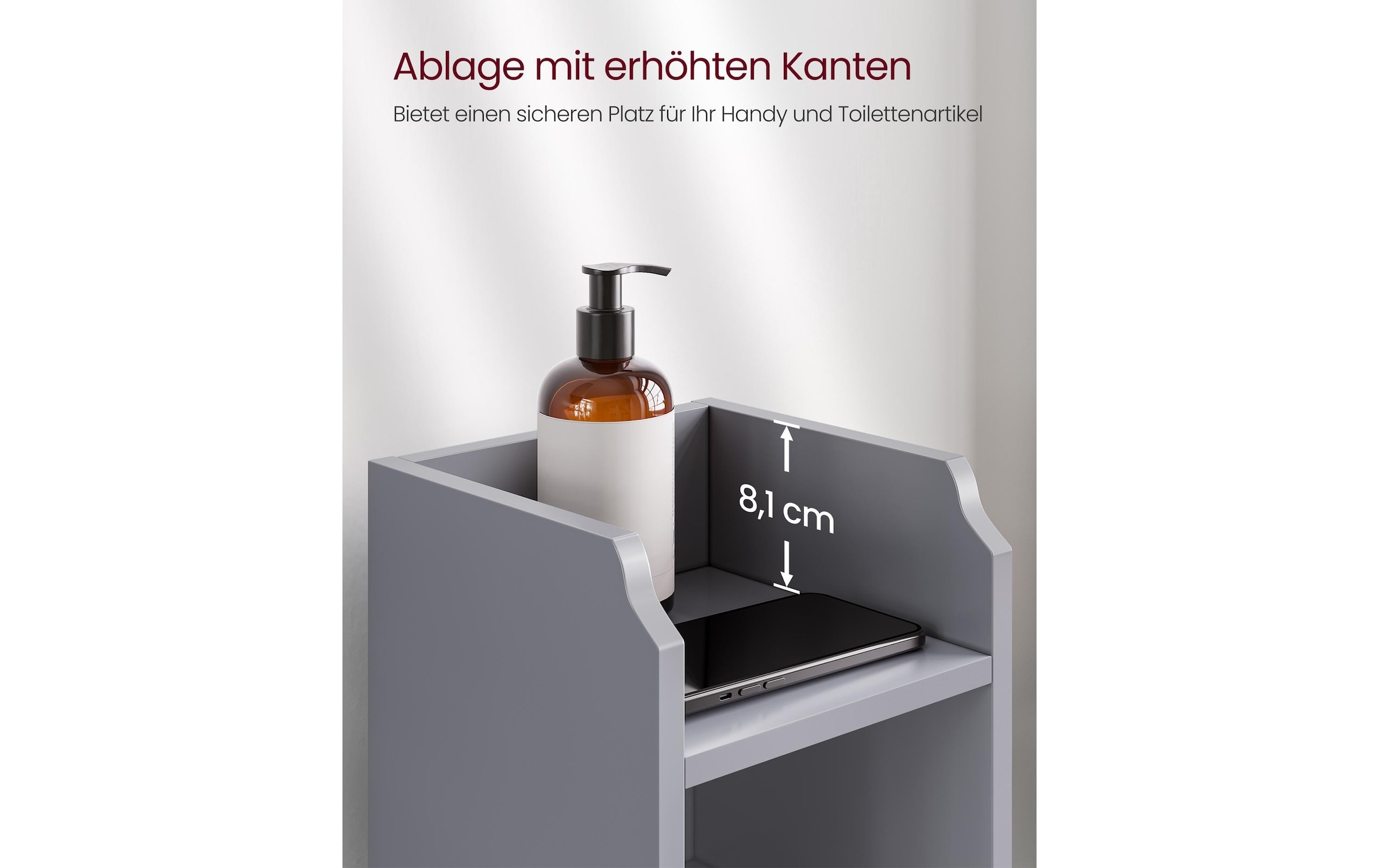 VASAGLE Mehrzweckschrank »VASAGLE Badezimmer-Schrank 18 x 80 cm, Grau«