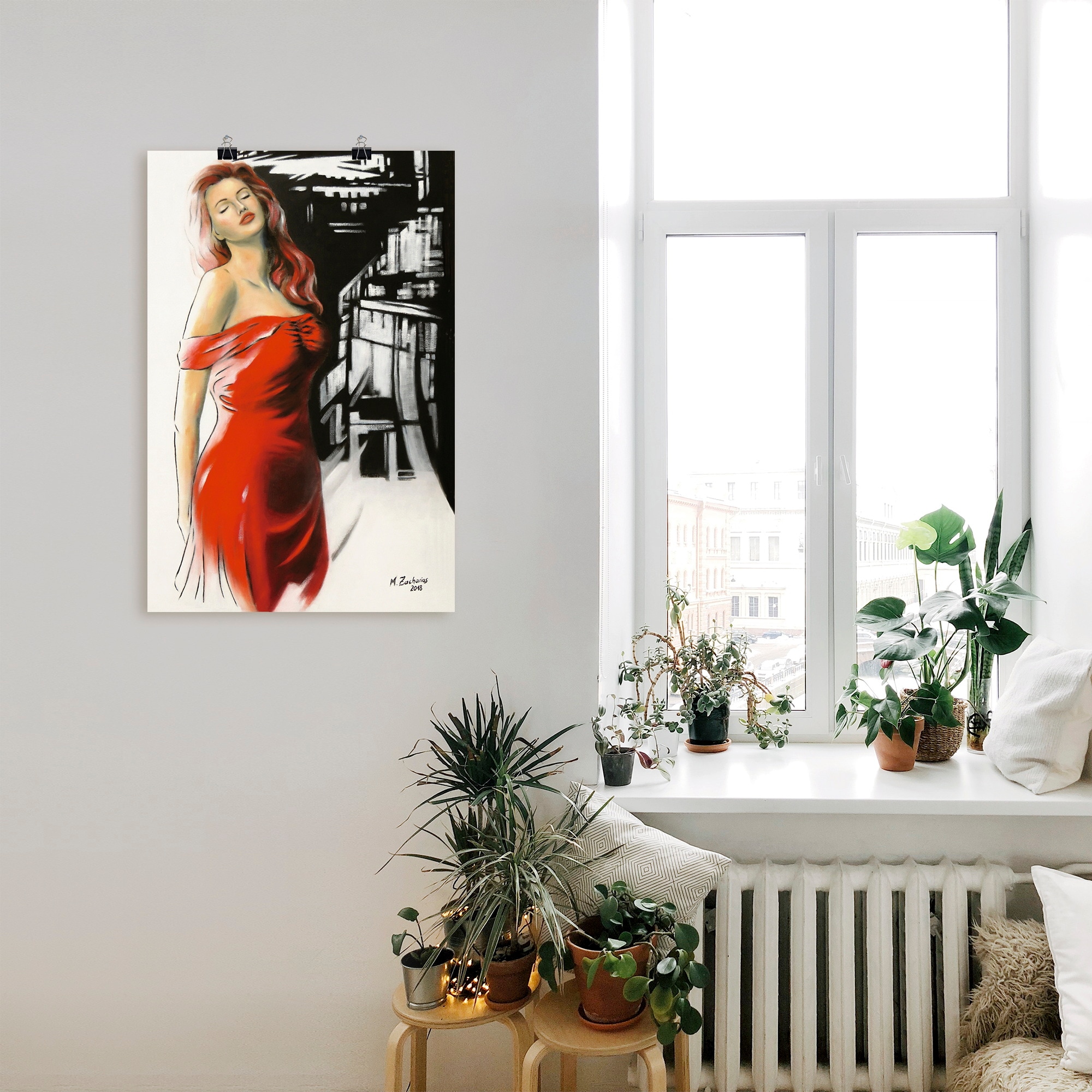 Artland Wandbild »Schönheit im roten Kleid«, Frau, (1 St.), als Alubild, Outdoorbild, Leinwandbild, Poster, Wandaufkleber