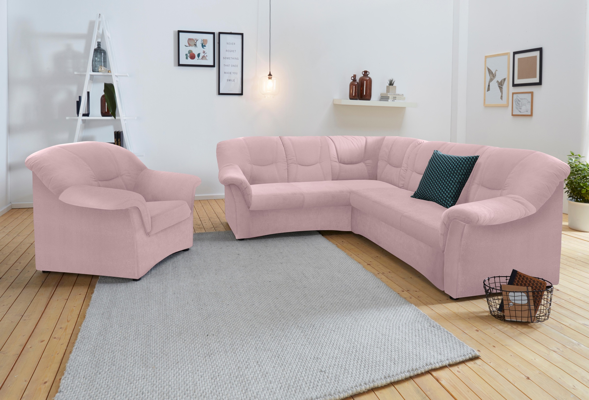 DOMO collection Ecksofa »Sarafina zeitlos und komfortabel, optional mit Federkern, L-Form«, wahlweise mit Bettfunktion