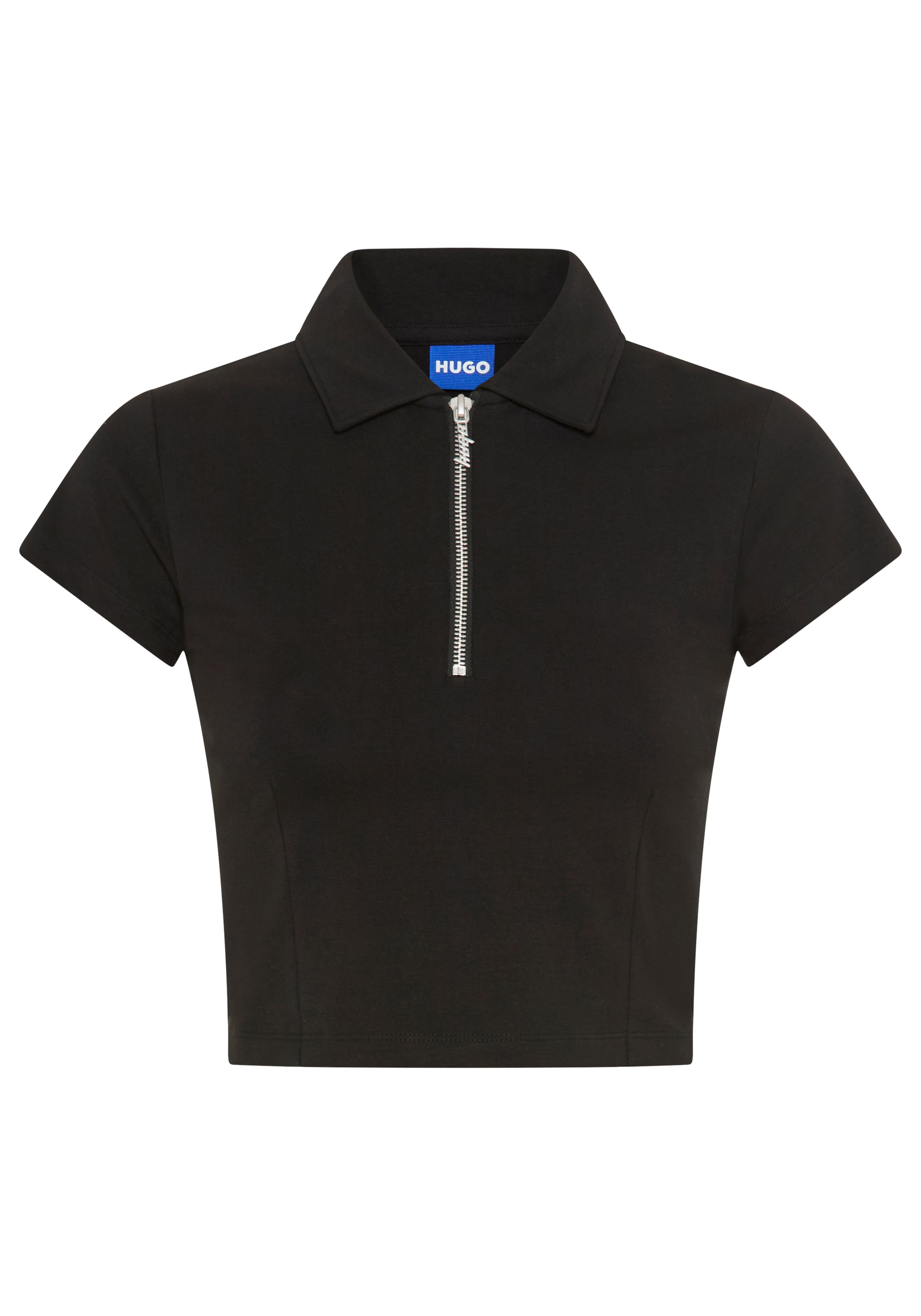 HUGO Blue T-shirt à manches courtes »Dastaja« mit Kragen & cropped, in verkürzter Länge