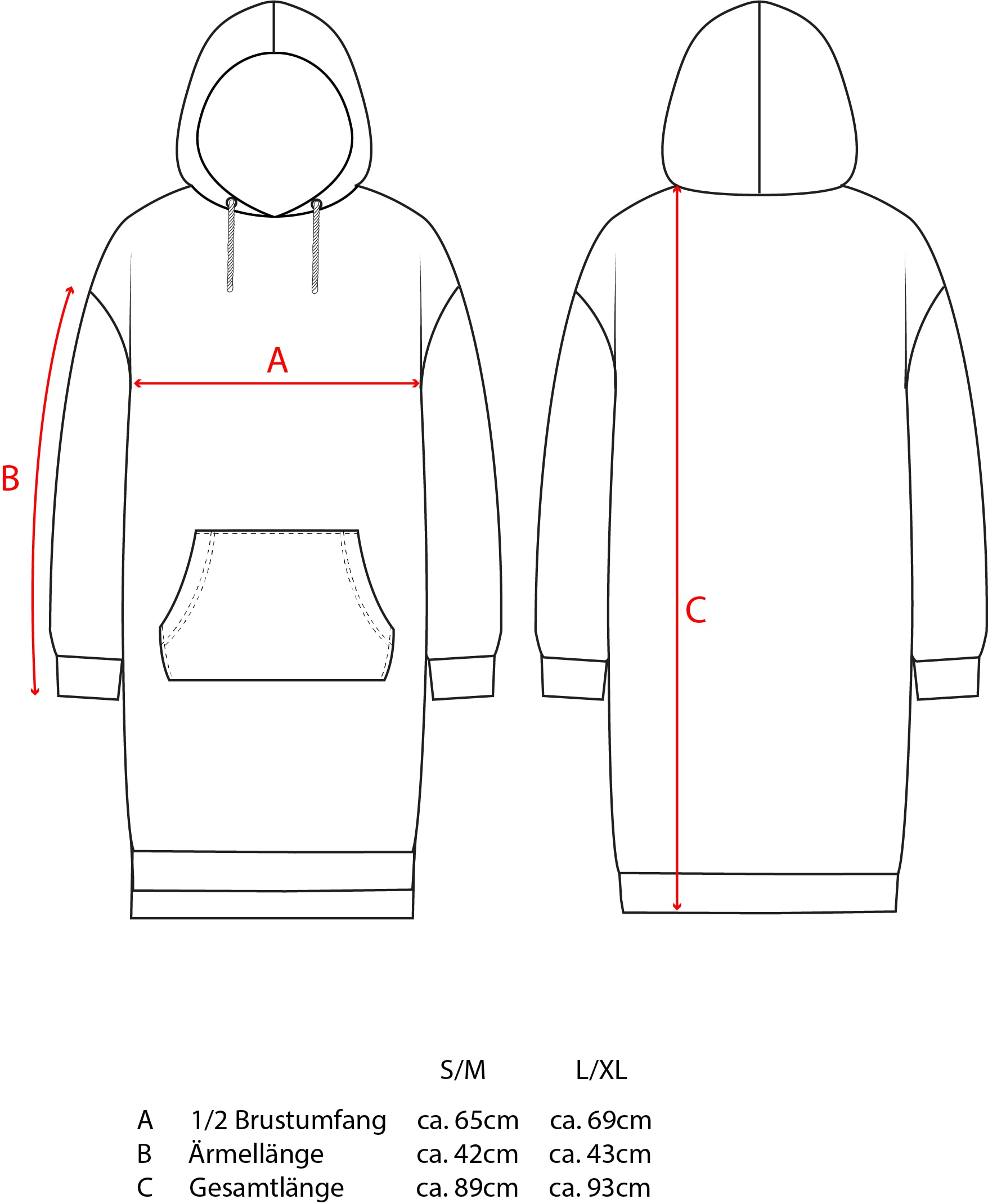 Zwillingsherz Robe en sweat »"Love Yourself More"« mit Kapuze, Taschen, Front und Backmotiv und Pailletten