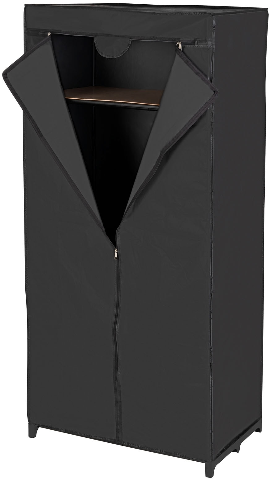 WENKO Stoffschrank »Modell Deep Black«, mit Kleiderstange, Ablage & Reissverschluss, Metallgestell, abwaschbar