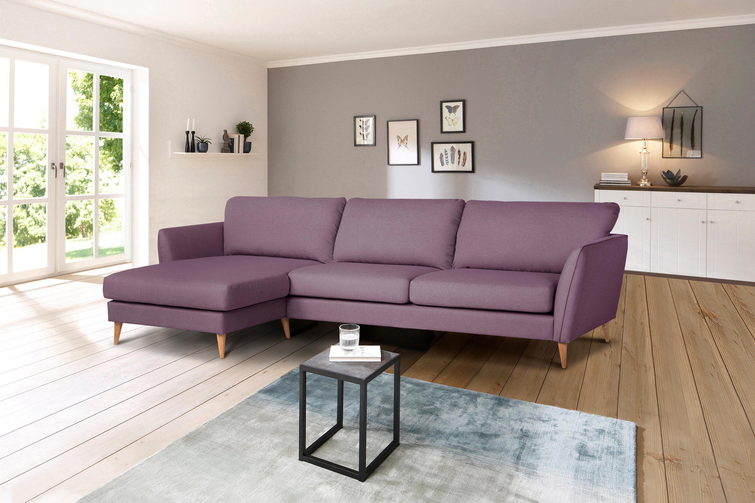 Home affaire Ecksofa »Meersburg, L-Form,«, mit Holzfüssen