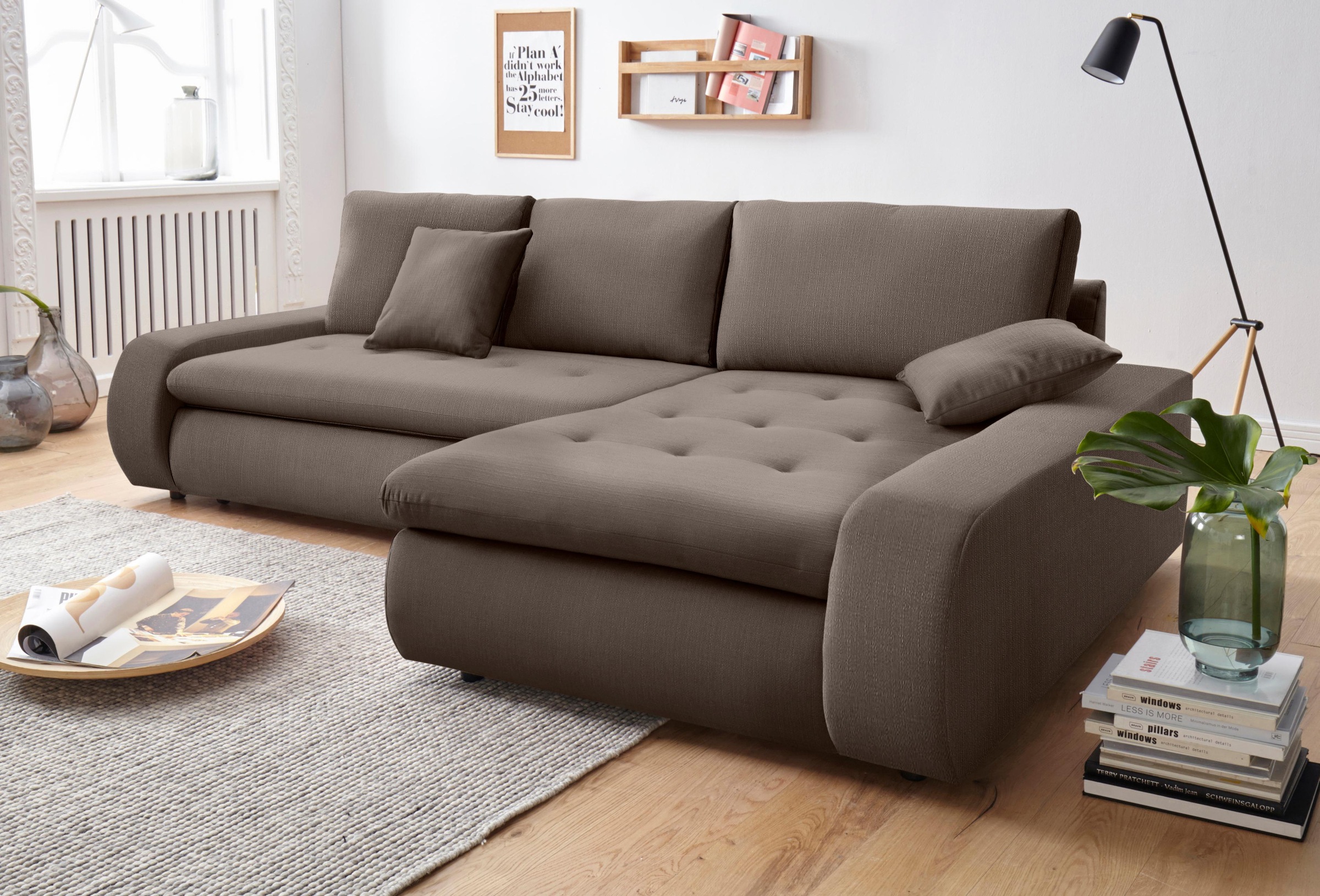 TRENDMANUFAKTUR Ecksofa »Indie II, tolle Detailverarbeitung, bequem und komfortabel im Sitz«, XL und XXL, wahlweise mit Bettfunktion, L-Form
