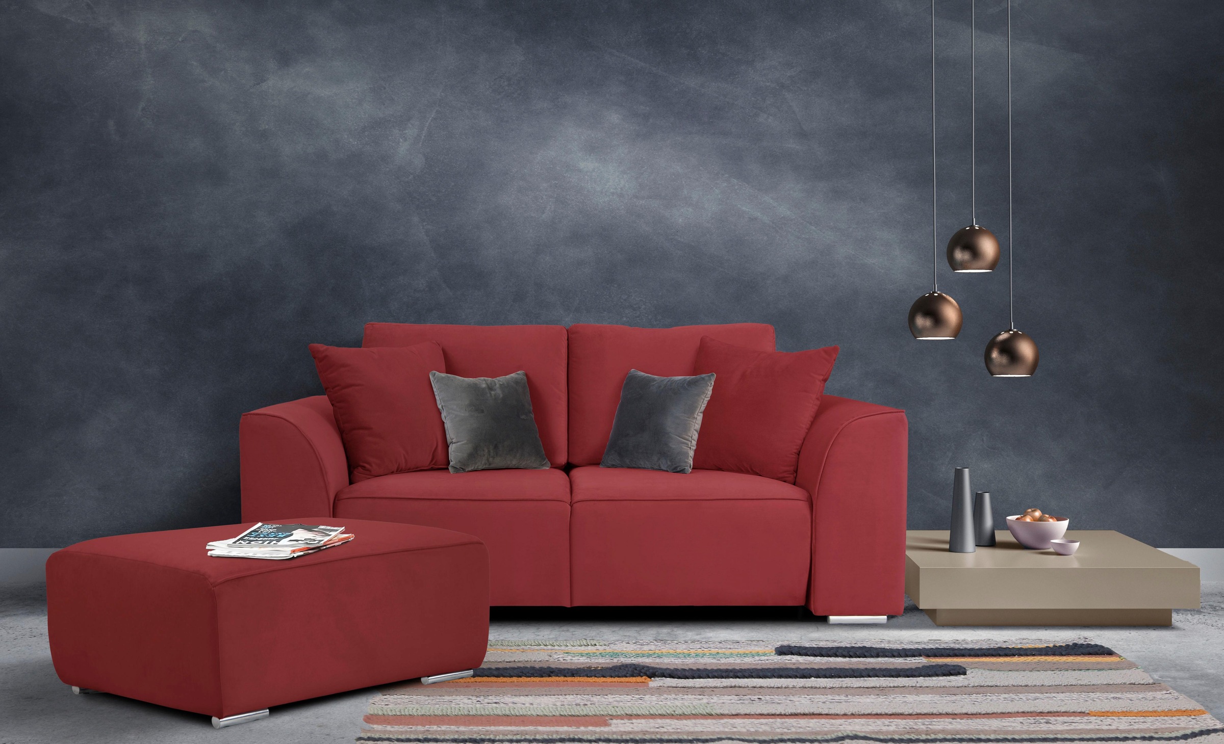 INOSIGN 2-places »BEATRICE, erhältlich in trendigen Stoffoptionen, B/T/H: 143/73/92 cm« de haute qualité, incl. 2 grands coussins décoratifs couleur corps