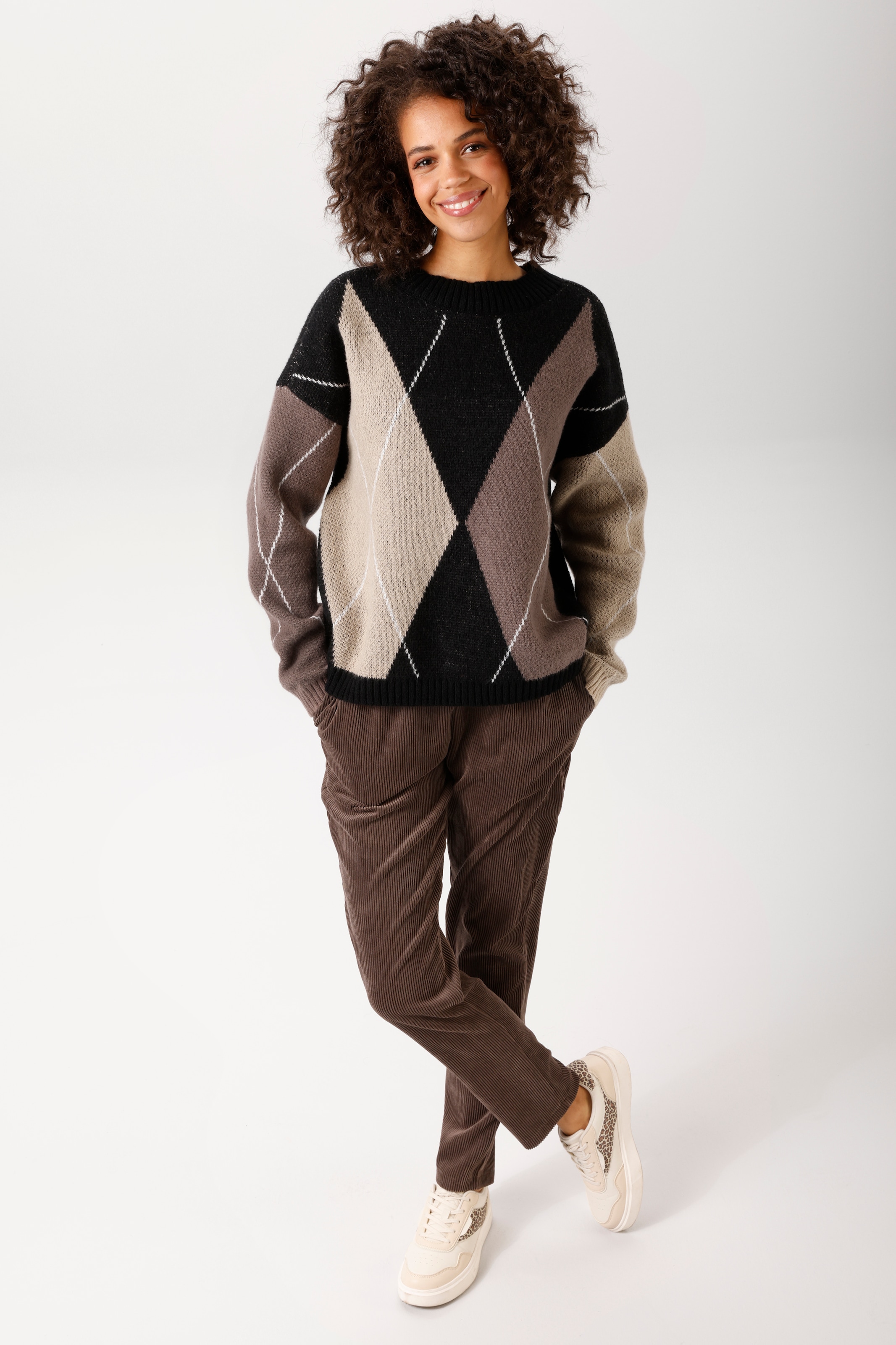 Aniston CASUAL Pull en tricot avec motif losange en grande surface - NOUVELLE COLLECTION