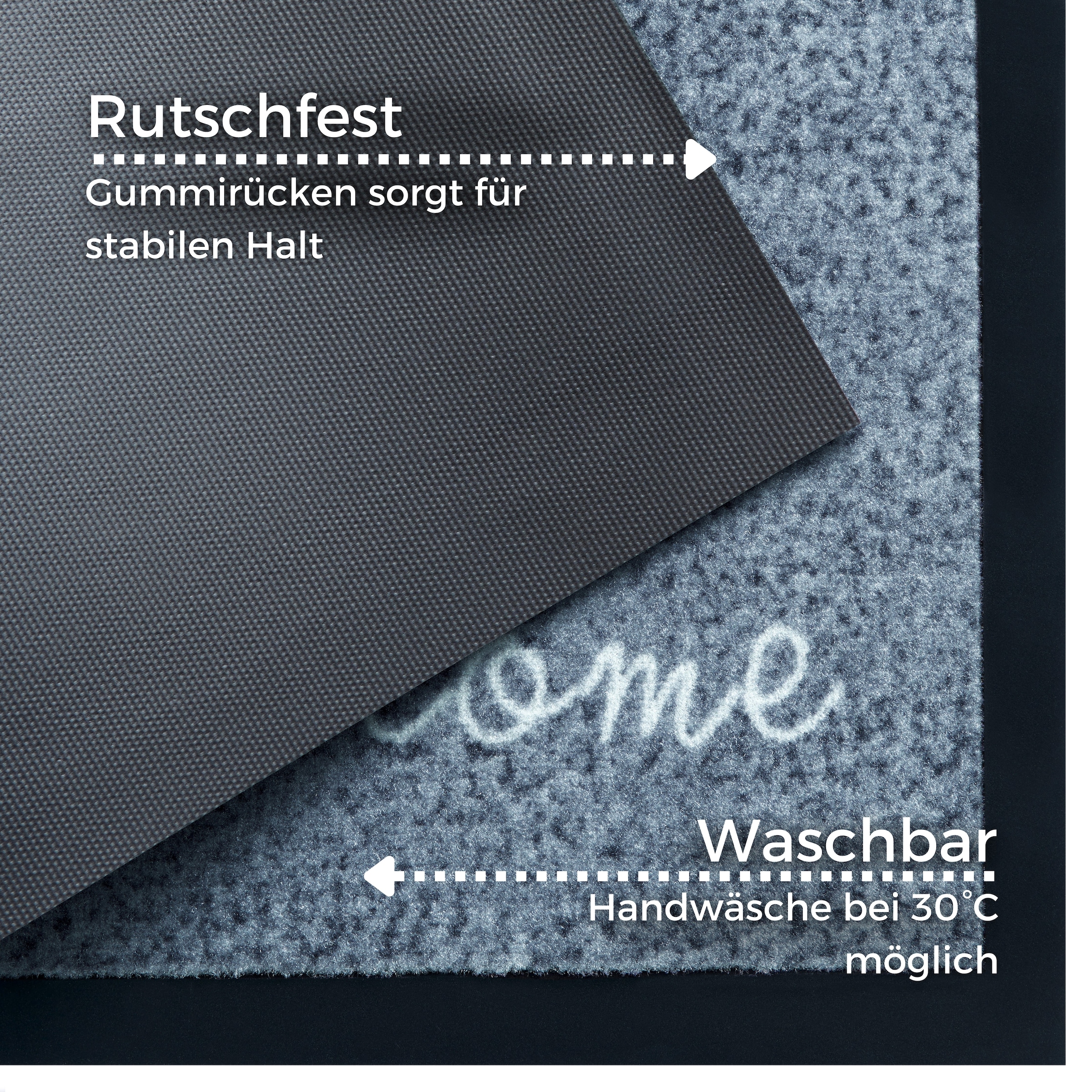 my home Fussmatte »Welcome«, rechteckig, 5 mm Höhe, Schmutzfangmatte, Türmatte, In- und Outdoor, Schrift, Läufer, waschbar