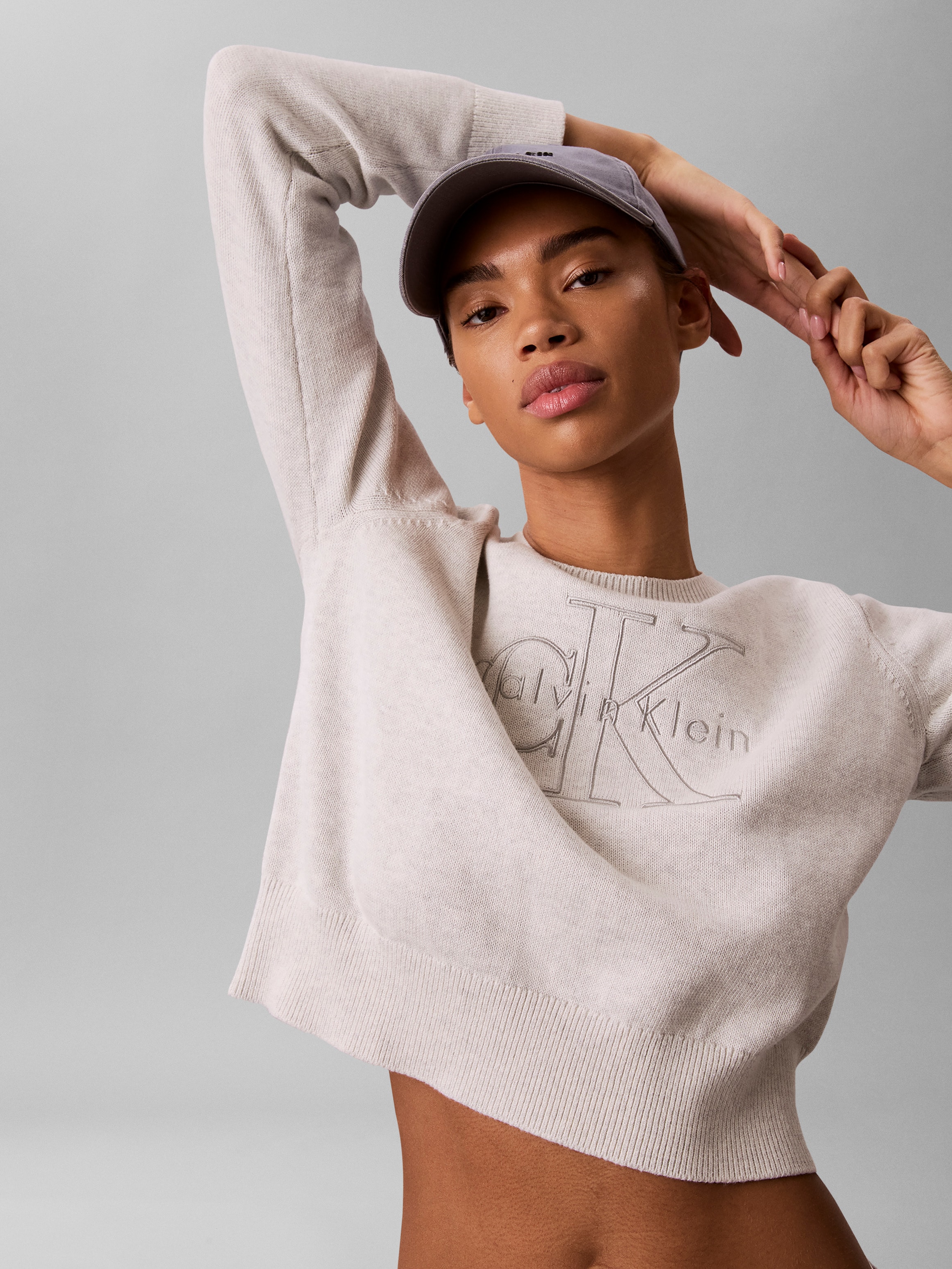 Calvin Klein Jeans Pull en tricot Maille fine, coton pur, broderie