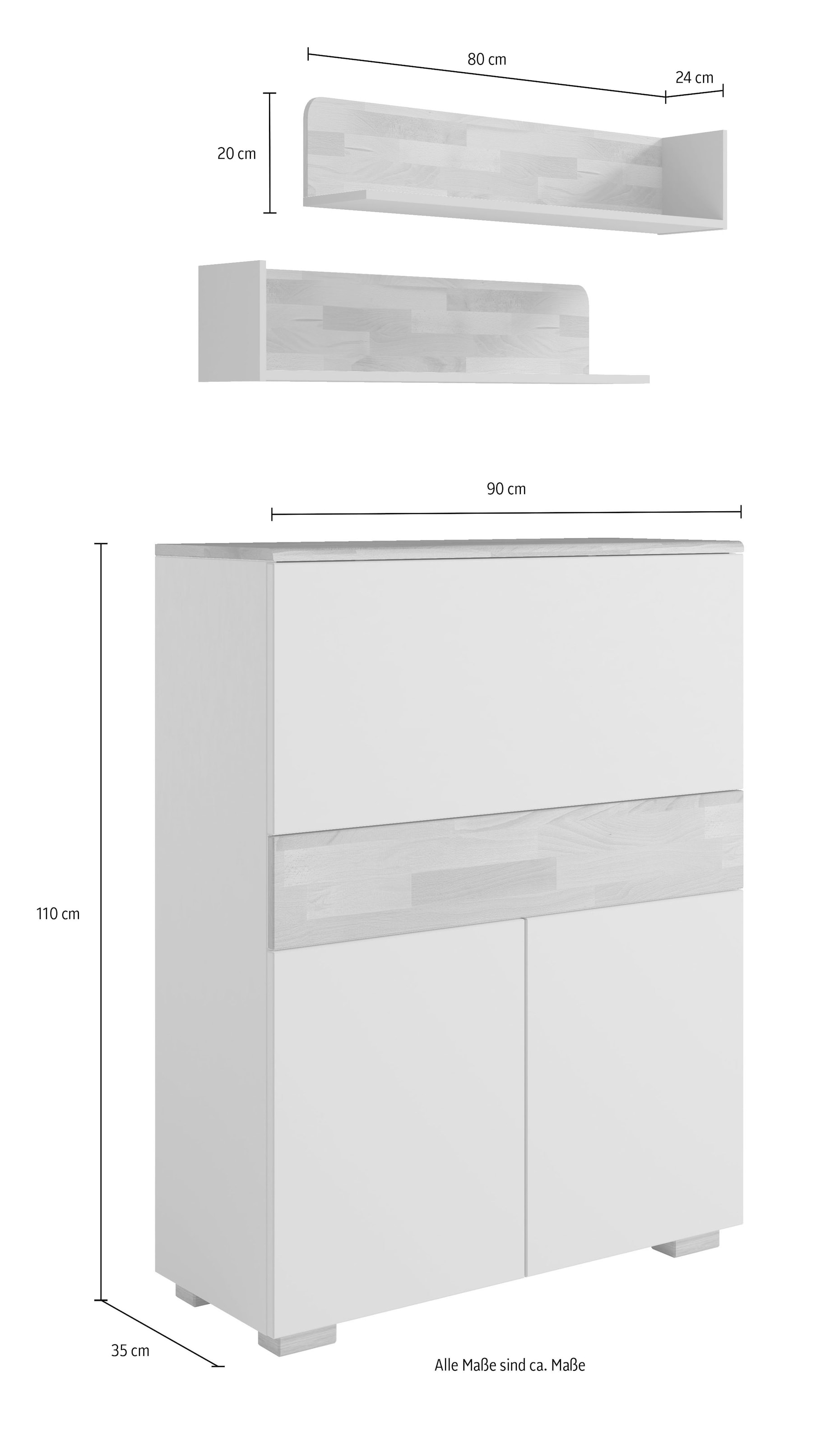 GOODproduct Büromöbel-Set Set, Set: Sekretär, 2 Wandregale, 3 Stk. tlg. Multifuktional mit Stauraum