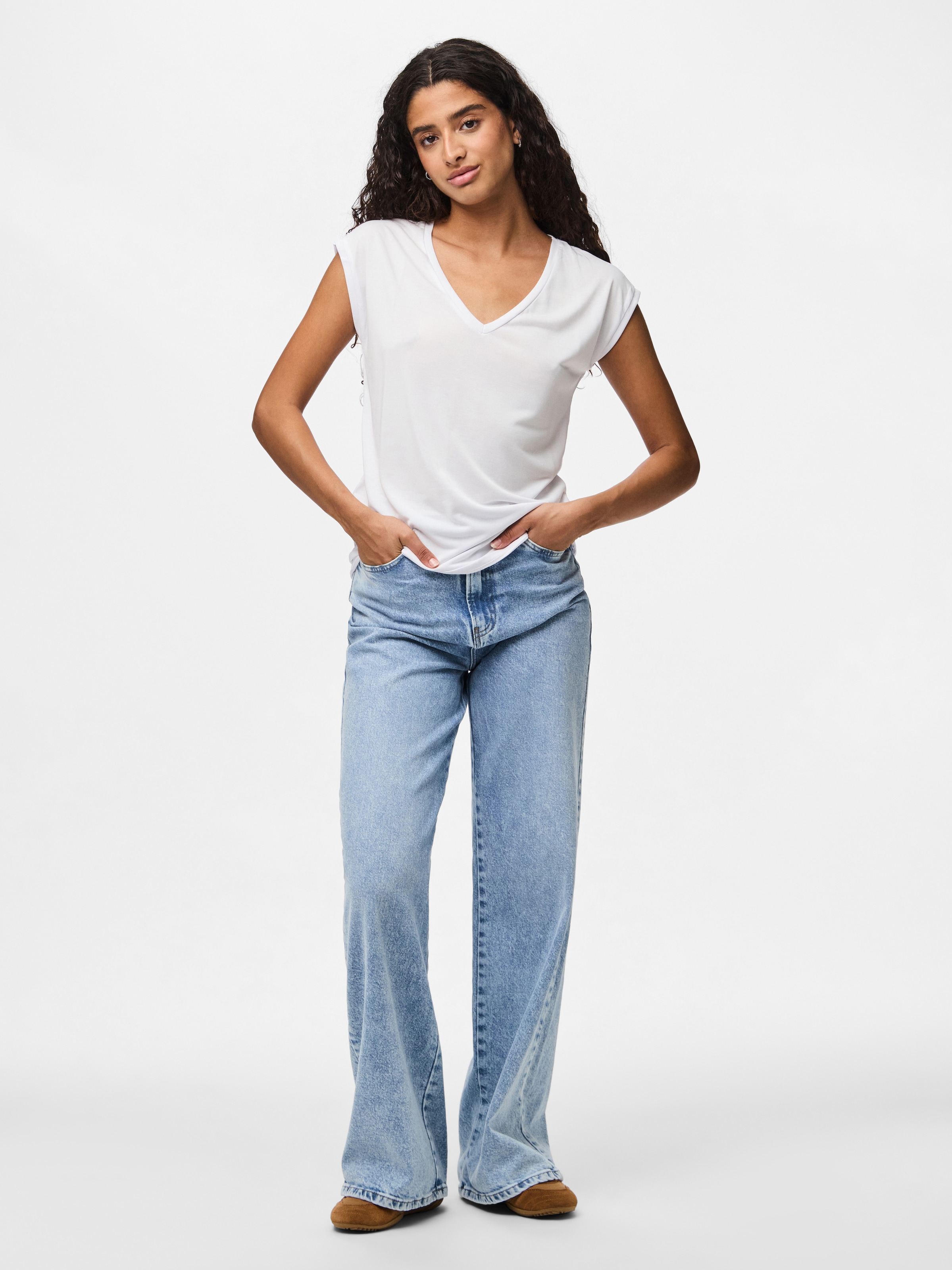 pieces T-shirt à manches courtes »PCKAMALA TEE NOOS BC« Materialmix, regular fit