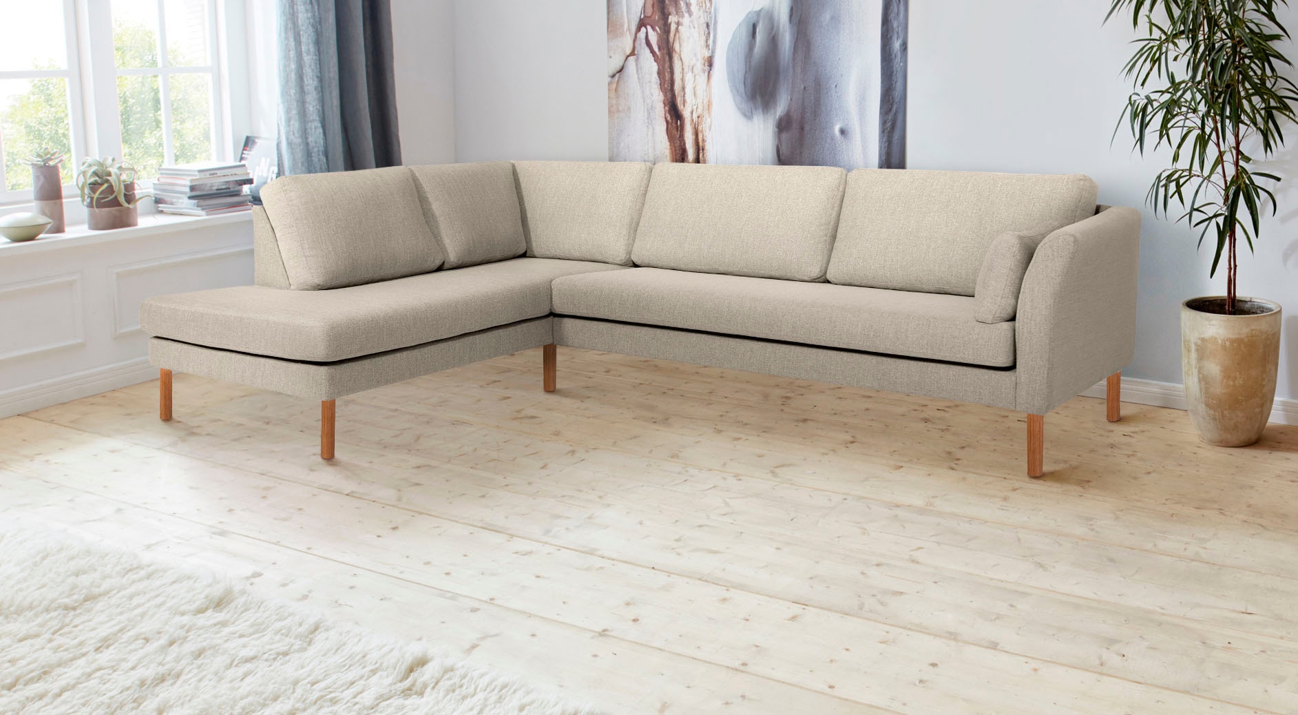 Image of andas Ecksofa "Grenzda, L-Form," mit Holzfüssen