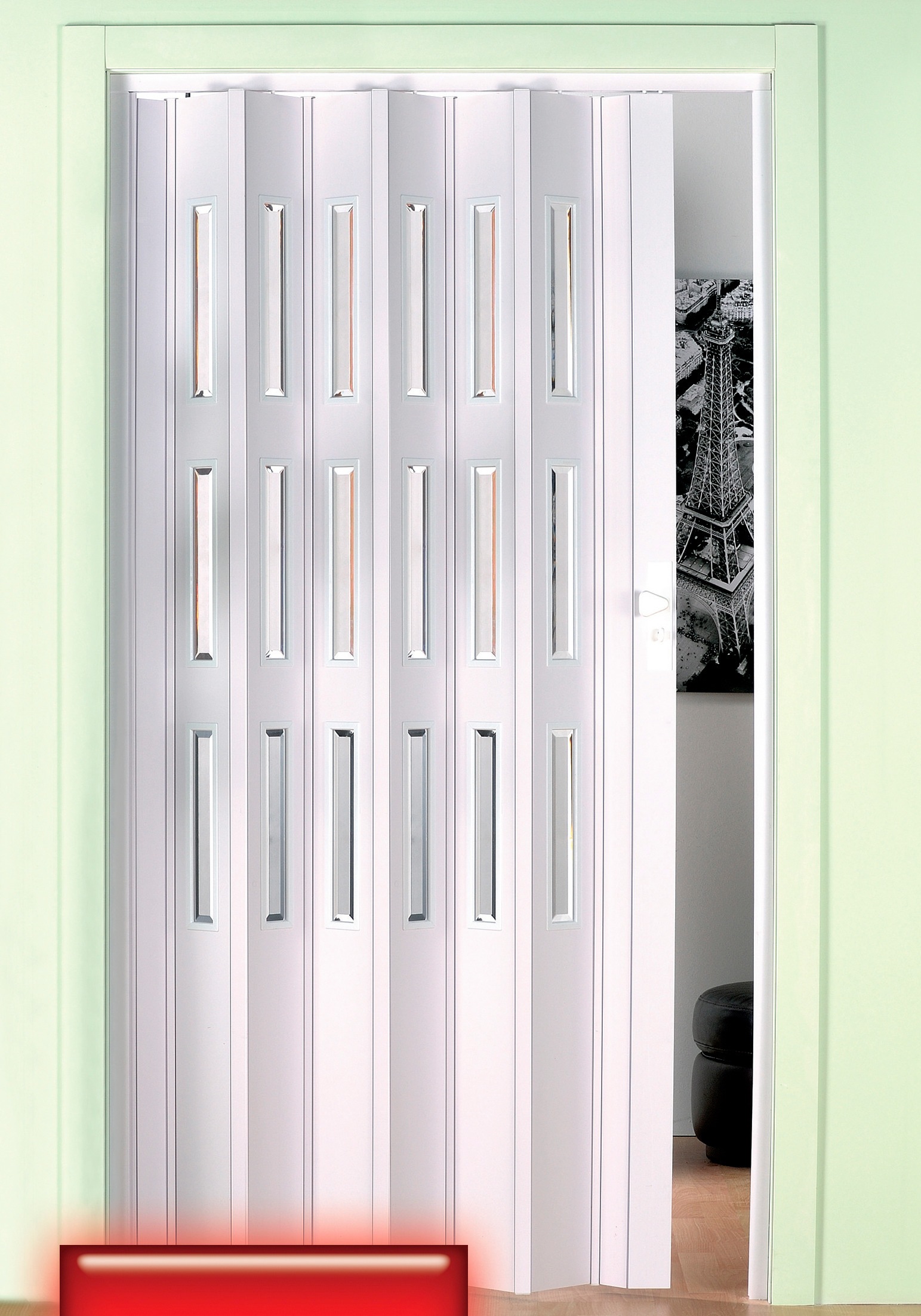 Image of Forte Falttür, Höhe nach Mass, weiss mit Fenstern im Facettenschliff bei Ackermann Versand Schweiz