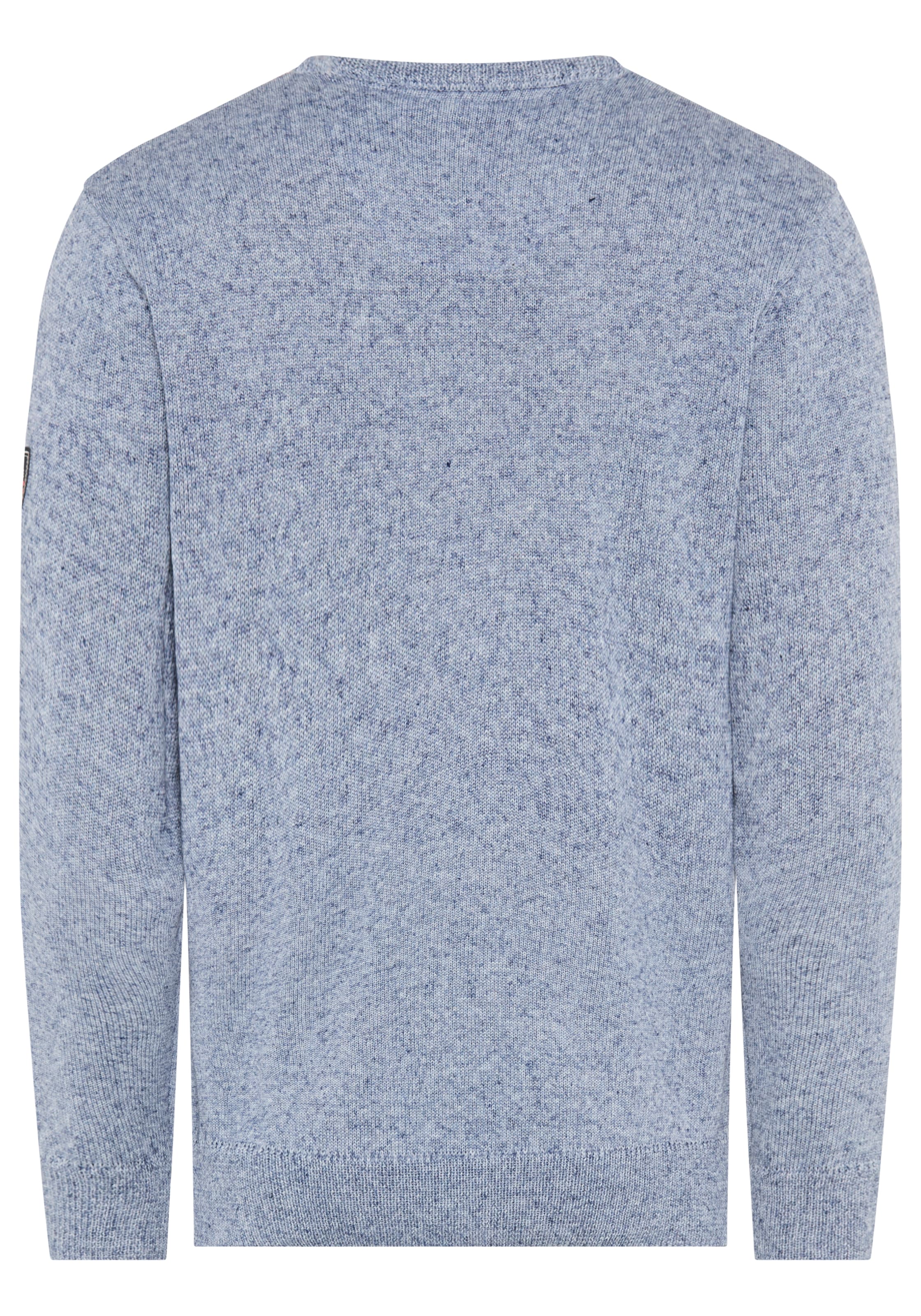 DELMAO Pull à col rond »Neue Kollektion! Sommerlicher Leinenanteil« Rundhalsausschnitt, regular fit, Langarm, melierte Optik