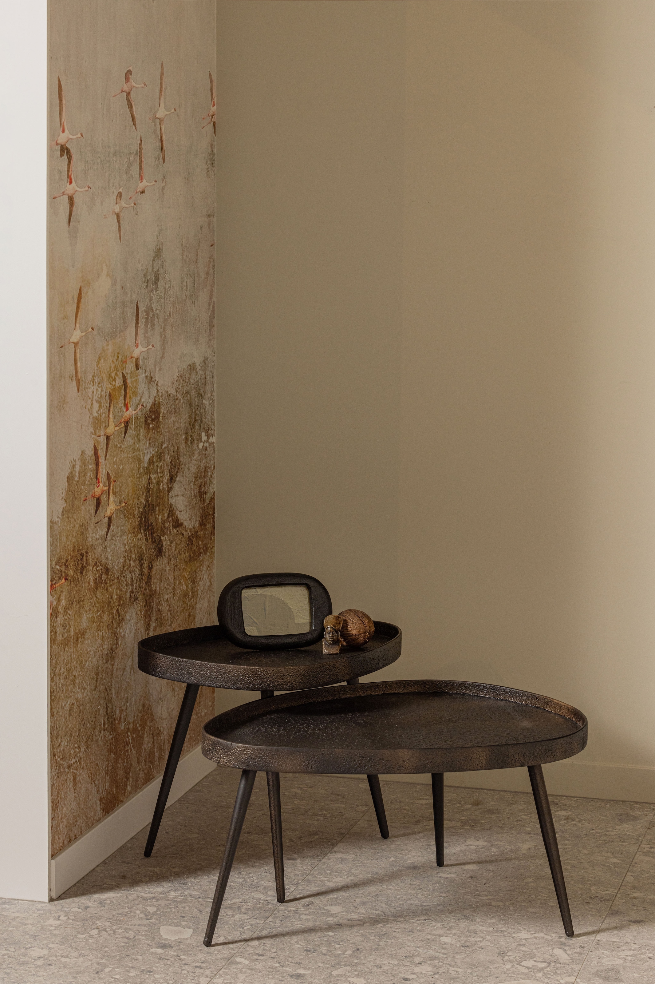Image of WOOOD Beistelltisch "Crude mit Multiplex-Zinkbeschichtung und Metallbeinen 71 x 52 x 39 cm" Set, 2 Stk. tlg. 2er-Set, unterschiedliche Grössen im Set, Tragkraft je 15 kg