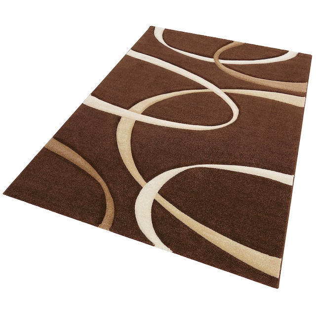 ♕ my home Teppich »Bilbao«, rechteckig, handgearbeiteter Konturenschnitt,  flacher Teppich rund, Kurzflor versandkostenfrei auf