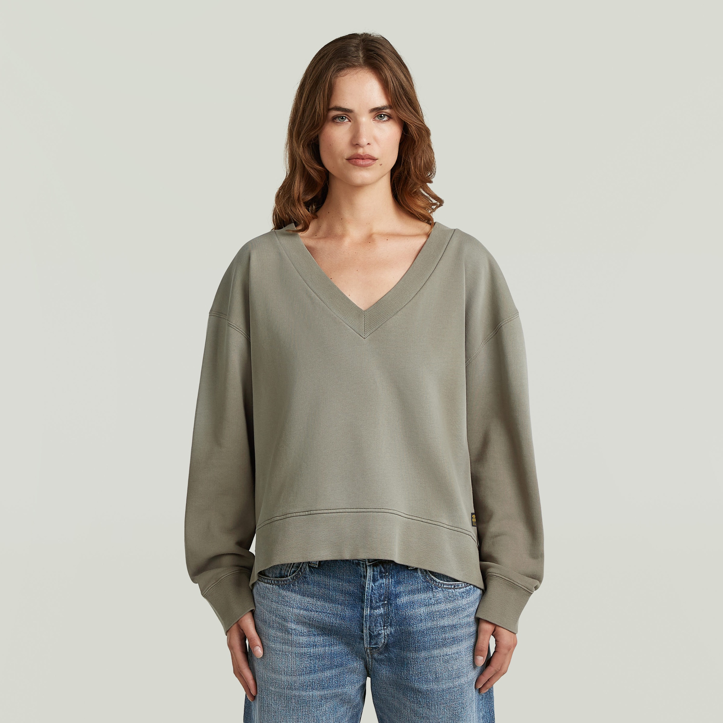 Image of G-STAR Sweatshirt "Sun faded V-Neck Loose Wmn", mit V-Ausschnitt