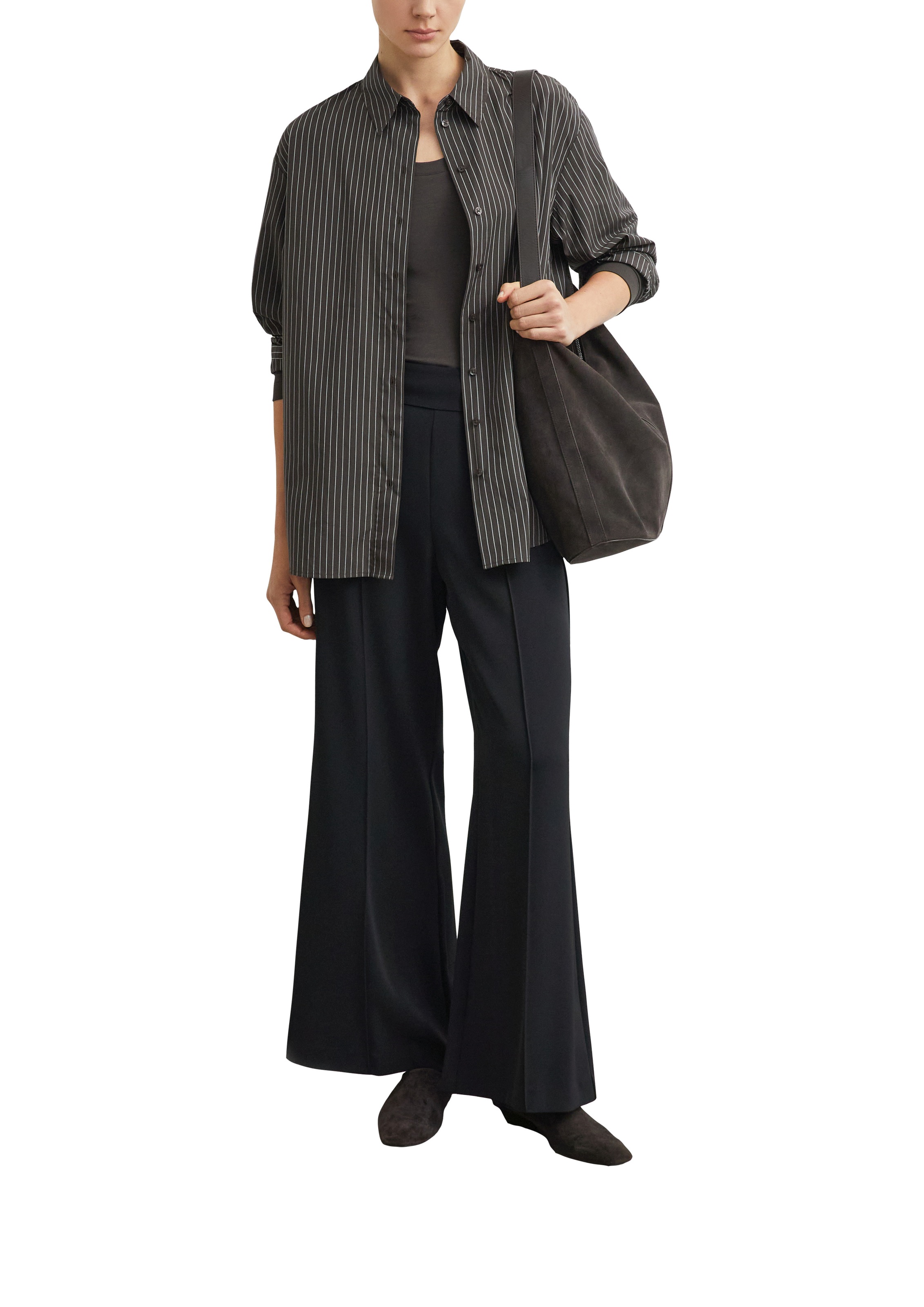 Comma Langarmshirt mit tiefem Rundhals / Viskose-Stretch