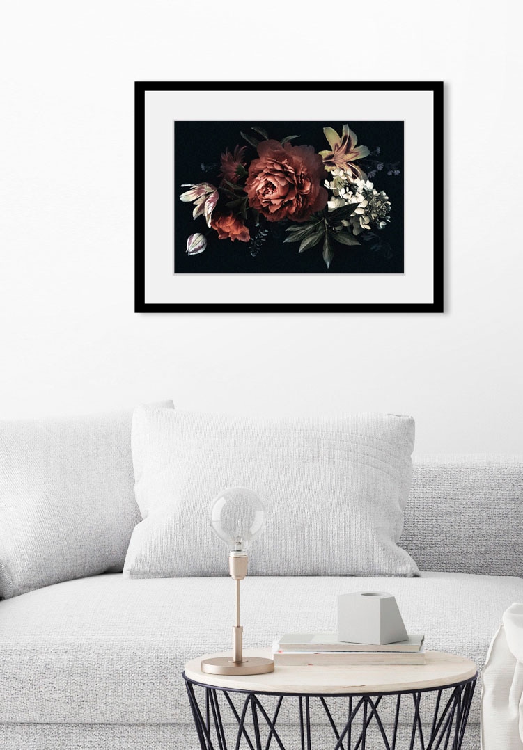 Image of queence Bild "Rose" Blumen Foto Pflanzen Pflanzenbilder 1 Stk. tlg. HD Premium Poster-Druck inkl. Holzrahmen