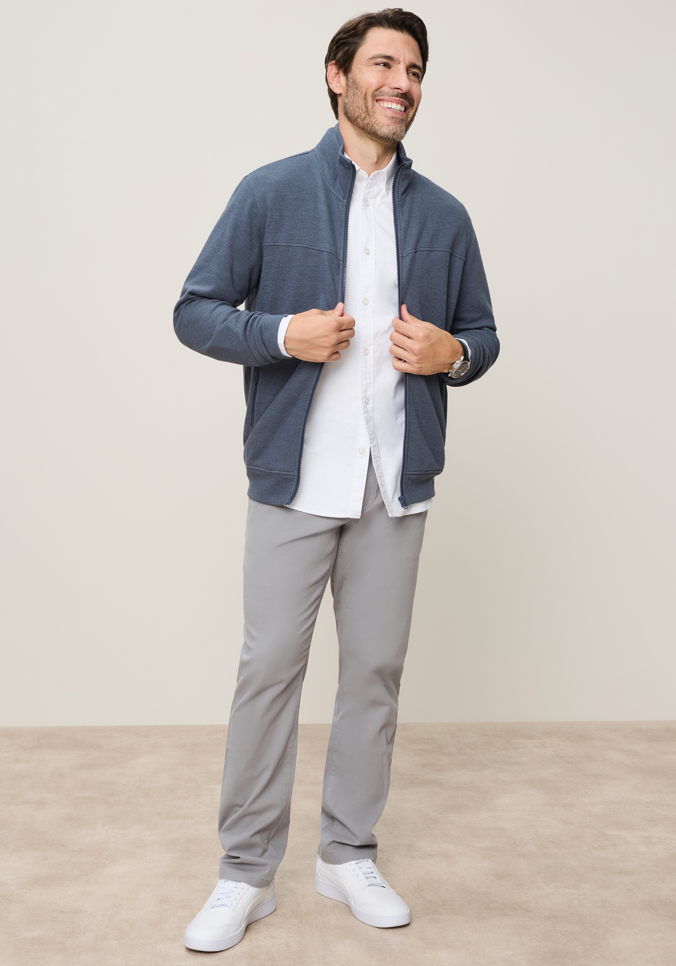 Man's World Veste sweat avec col montant, manches longues