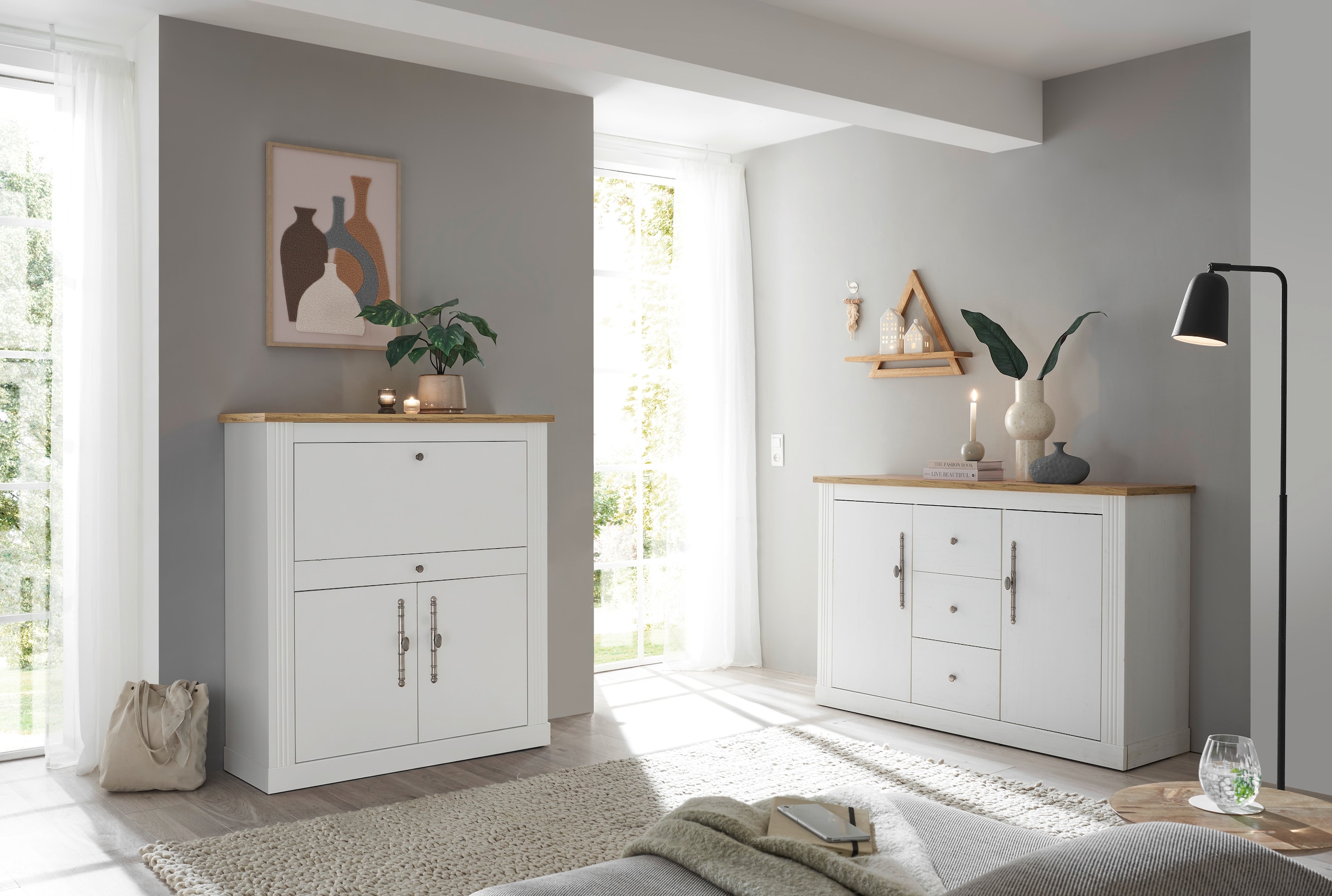 GOODproduct Sekretär »Westminster, PC-Schrank mit klappbarer Tischplatte, Schreibtisch« Home-Office-Schreibtisch, Monitor-/Laptopfach, mit Kabelkanal