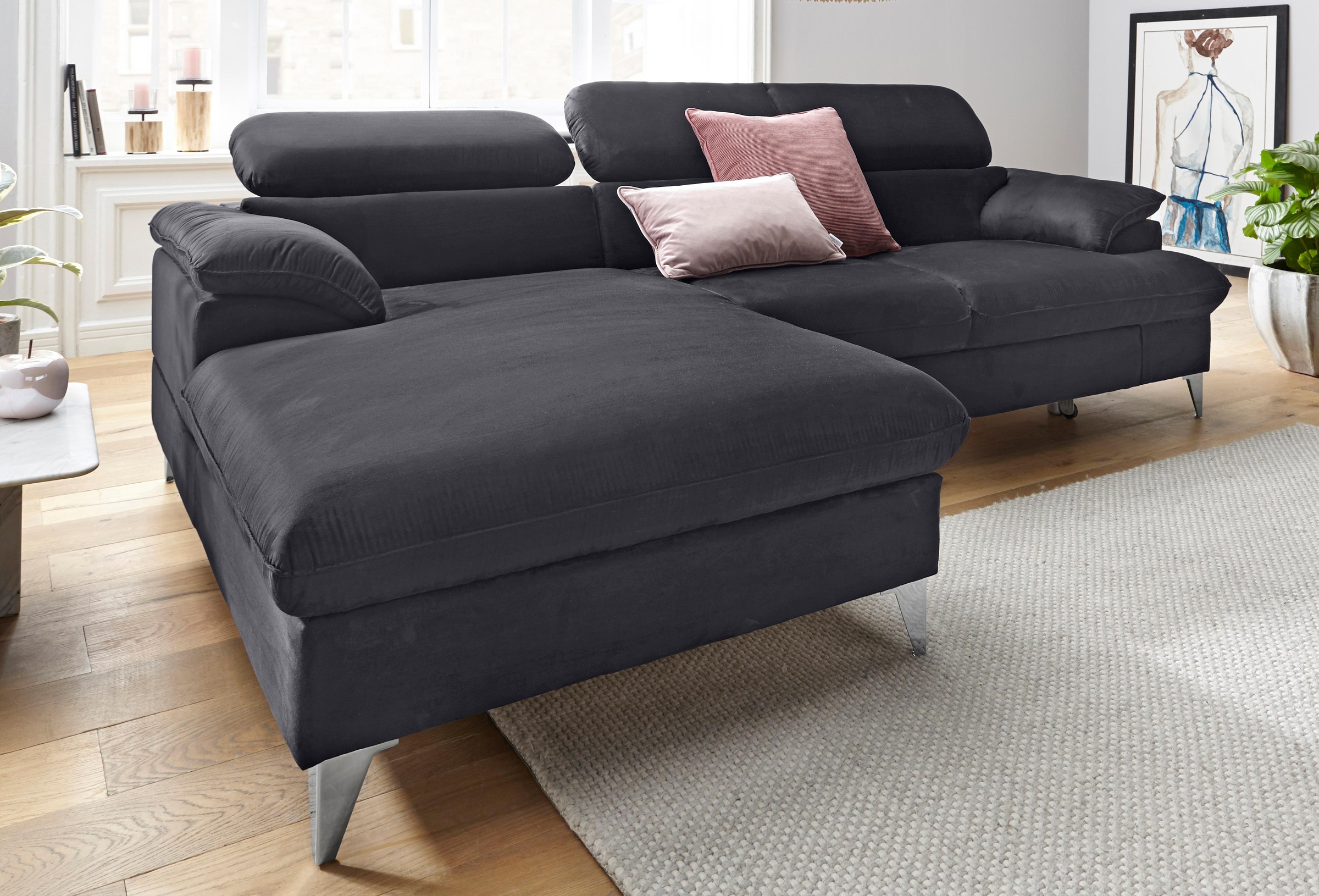 COTTA Ecksofa »Caluso L-Form«, mit Kopfteilverstellung, wahlweise mit Bettfunktion & Bettkasten