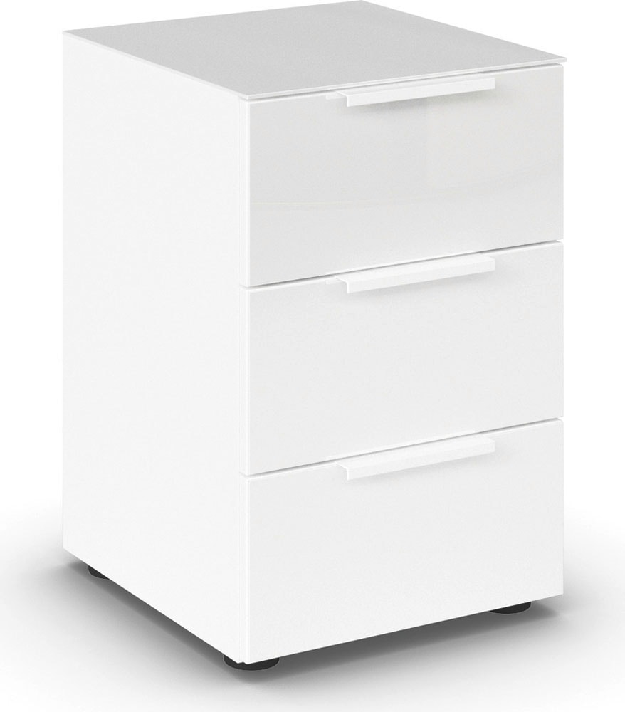 rauch Nachtkommode »Nachttisch Nachtschrank Nachtkonsole FLIPP mit Glasfront« Breite 40 cm,  mit 3 Schubladen und Soft-Close-Funktion, Oberboden und Front Glas