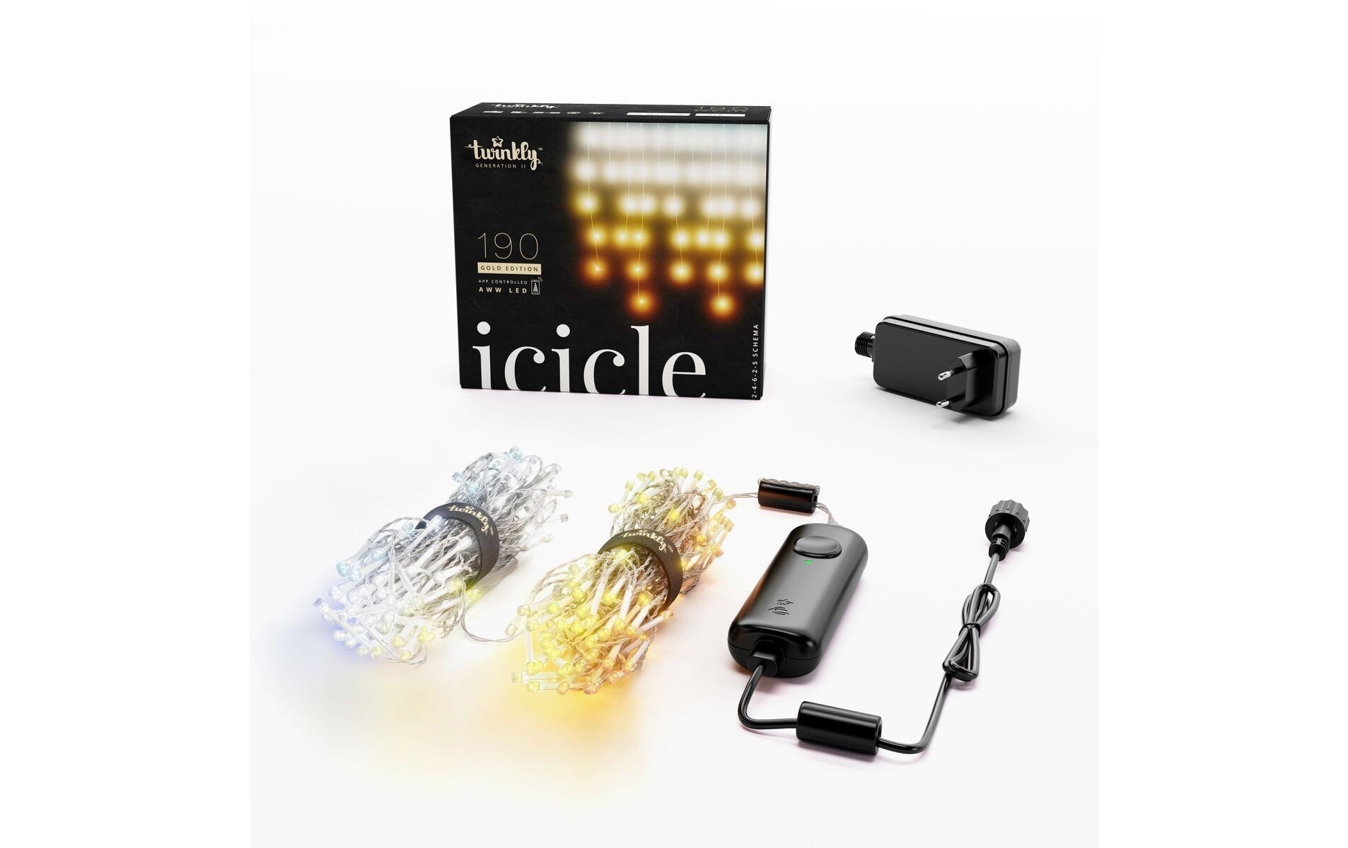 LED-Lichterkette »Twinkly Icicle,190LEDs,AWW,2-4-6-2-5 lamps«, 190 St.-flammig