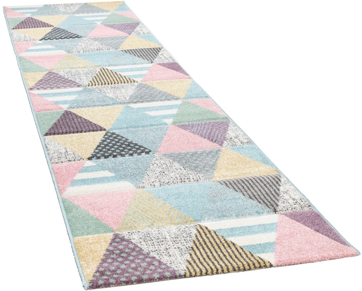 Image of Paco Home Läufer »Mia 054«, rechteckig, 17 mm Höhe, Teppich-Läufer, Kurzflor, modernes buntes 3D-Patchwork Design, Pastell- Farben, ideal im Flur & Schlafzimmer bei Ackermann Versand Schweiz