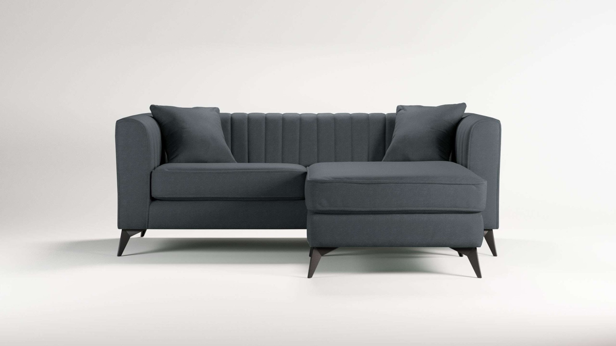 Places of Style Ecksofa »MATTHEW L-Form ideal für kleine Räume, Masse B/T/H: 201/162/74 cm«, elegantes Designsofa, feine Steppung im Rücken, incl. Zierkissen