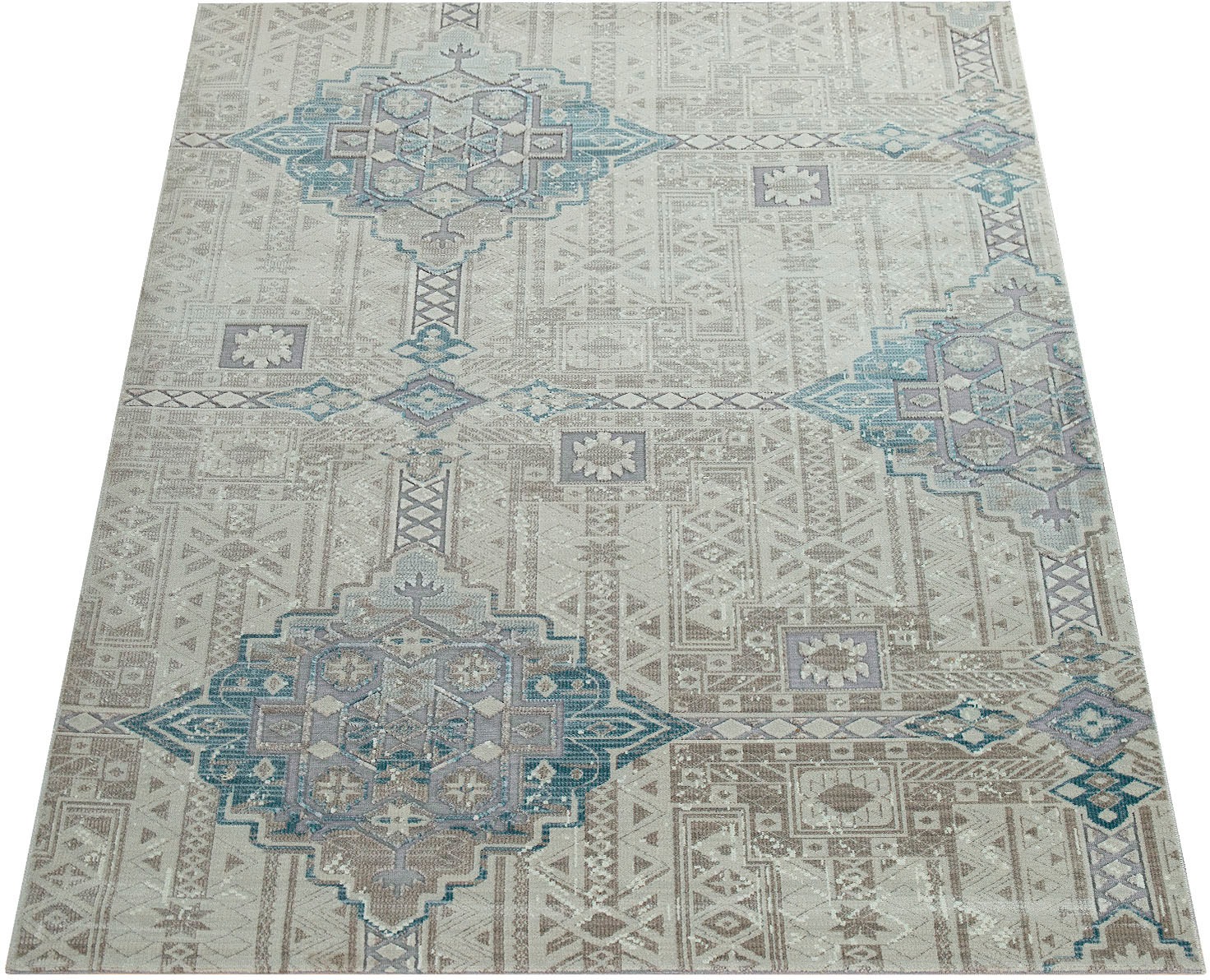 Image of Paco Home Teppich »Lotus 372«, rechteckig, 9 mm Höhe, Kurzflor, moderne Orient Optik mit 3D-Effekt durch Hoch-Tief-Struktur, ideal im Wohnzimmer & Schlafzimmer bei Ackermann Versand Schweiz