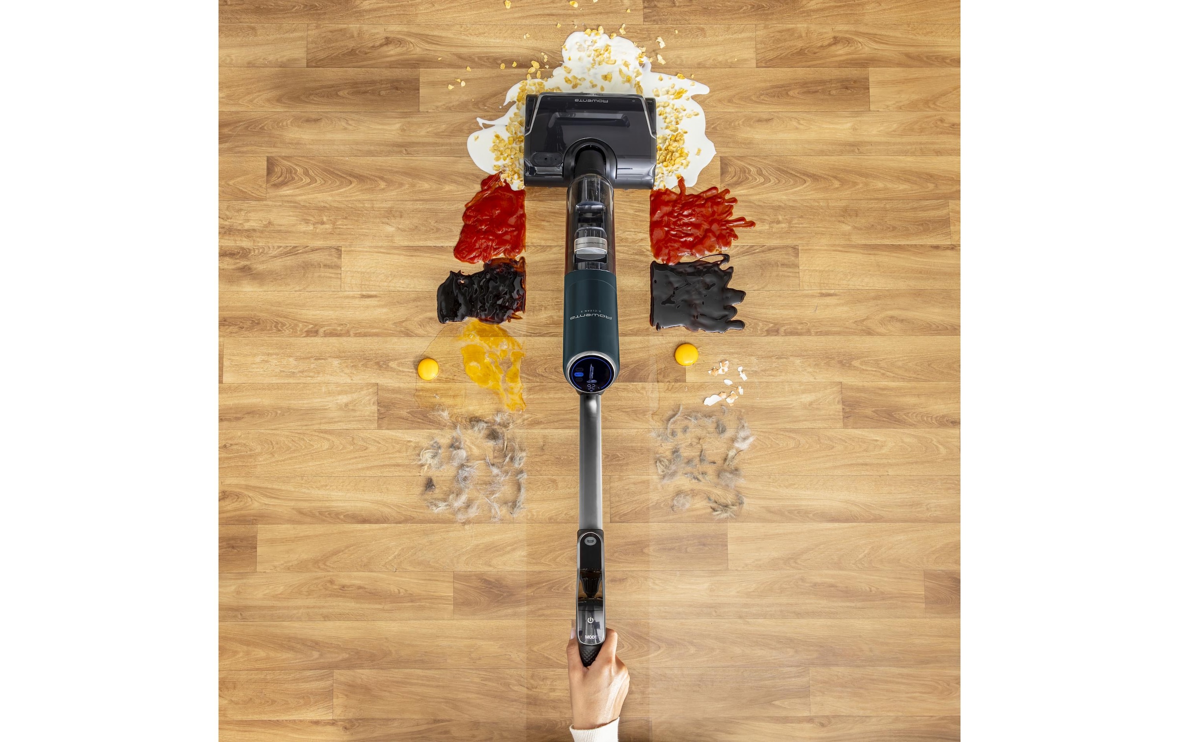 Rowenta Aspirateur eau et poussière »X-Clean 7, Saugen und Wischen, LED-Display, 180° abflachbares Design« selbstreinigend, selbstfahrendes Walzensystem, für Hartböden, GZ5735