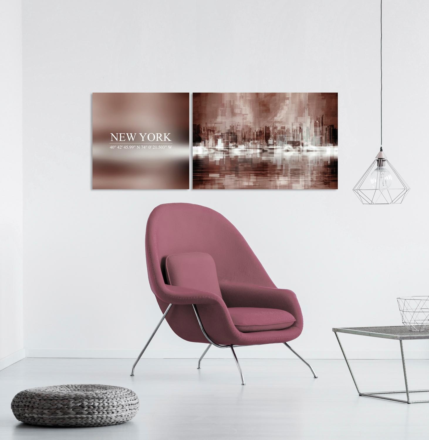 queence Tableau sur toile »New York« Set,  Premium-Leinwandstoff, Handarbeit aus Deutschland, Spruch, 2er Set