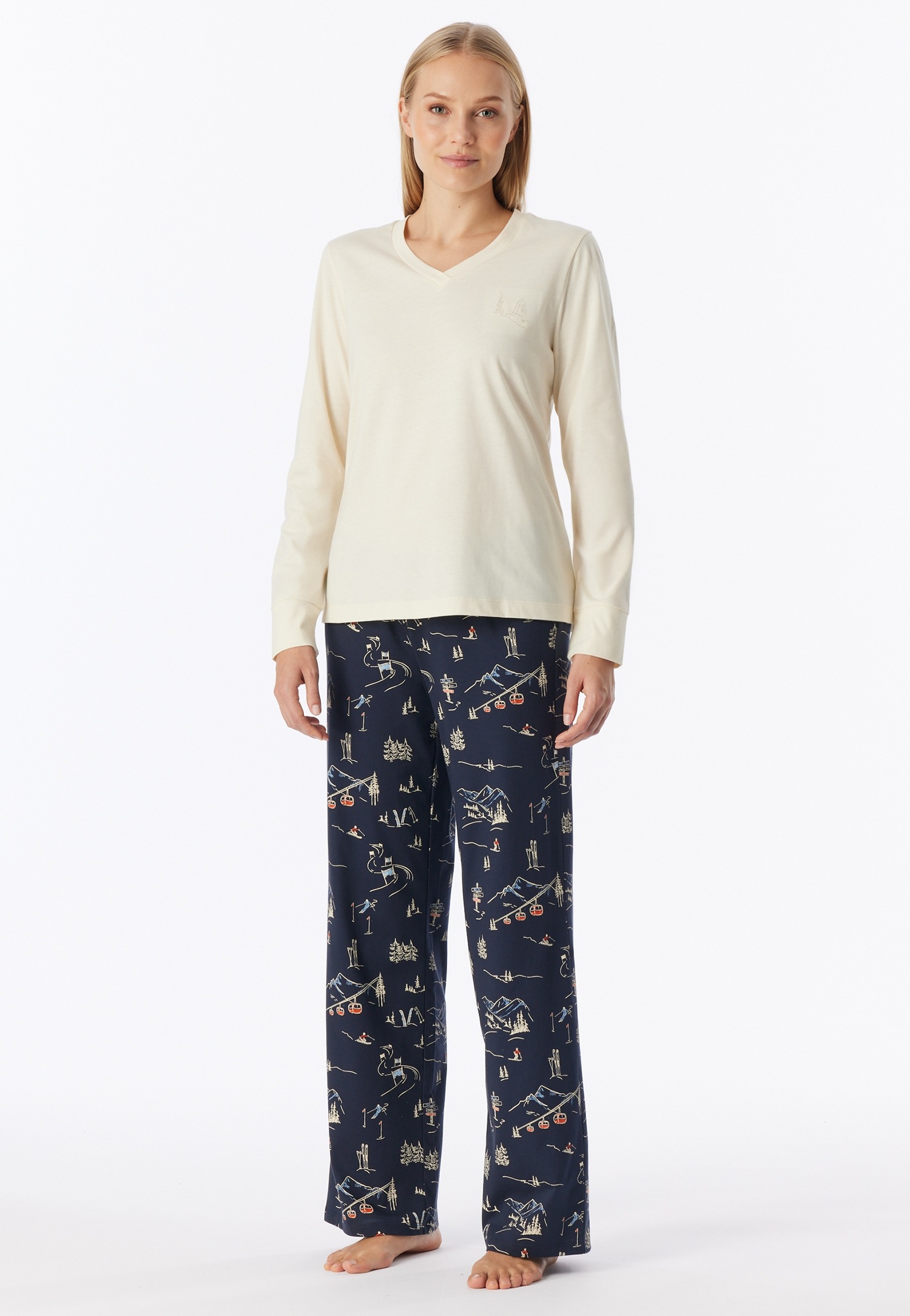 Schiesser Pyjama »Family« 2 mit V-Ausschnitt, Baumwolle