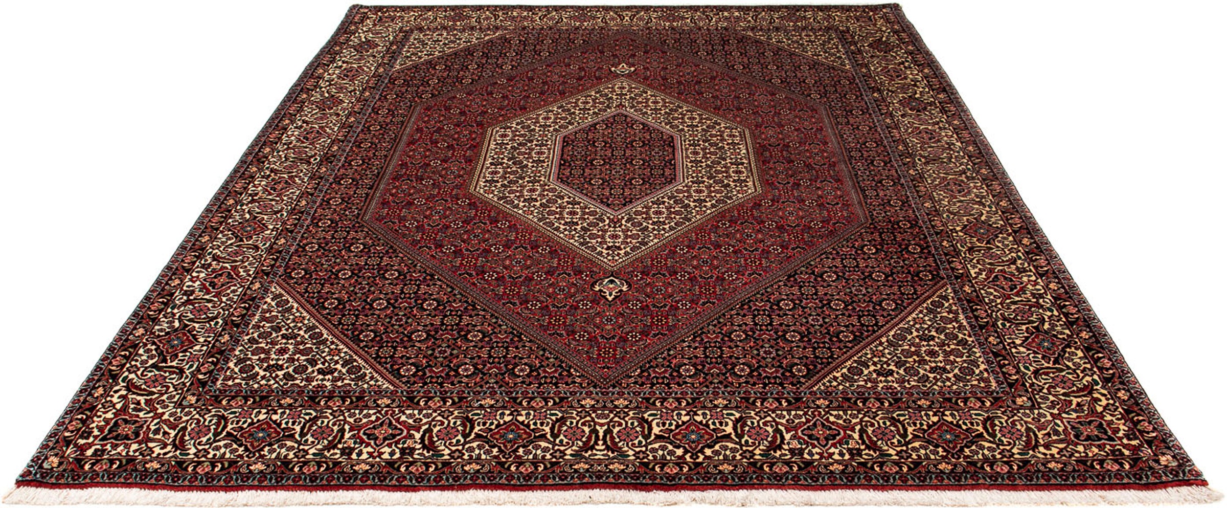 Image of morgenland Orientteppich »Perser - Bidjar - 251 x 202 cm - dunkelrot«, rechteckig, 15 mm Höhe, Wohnzimmer, Handgeknüpft, Einzelstück mit Zertifikat bei Ackermann Versand Schweiz