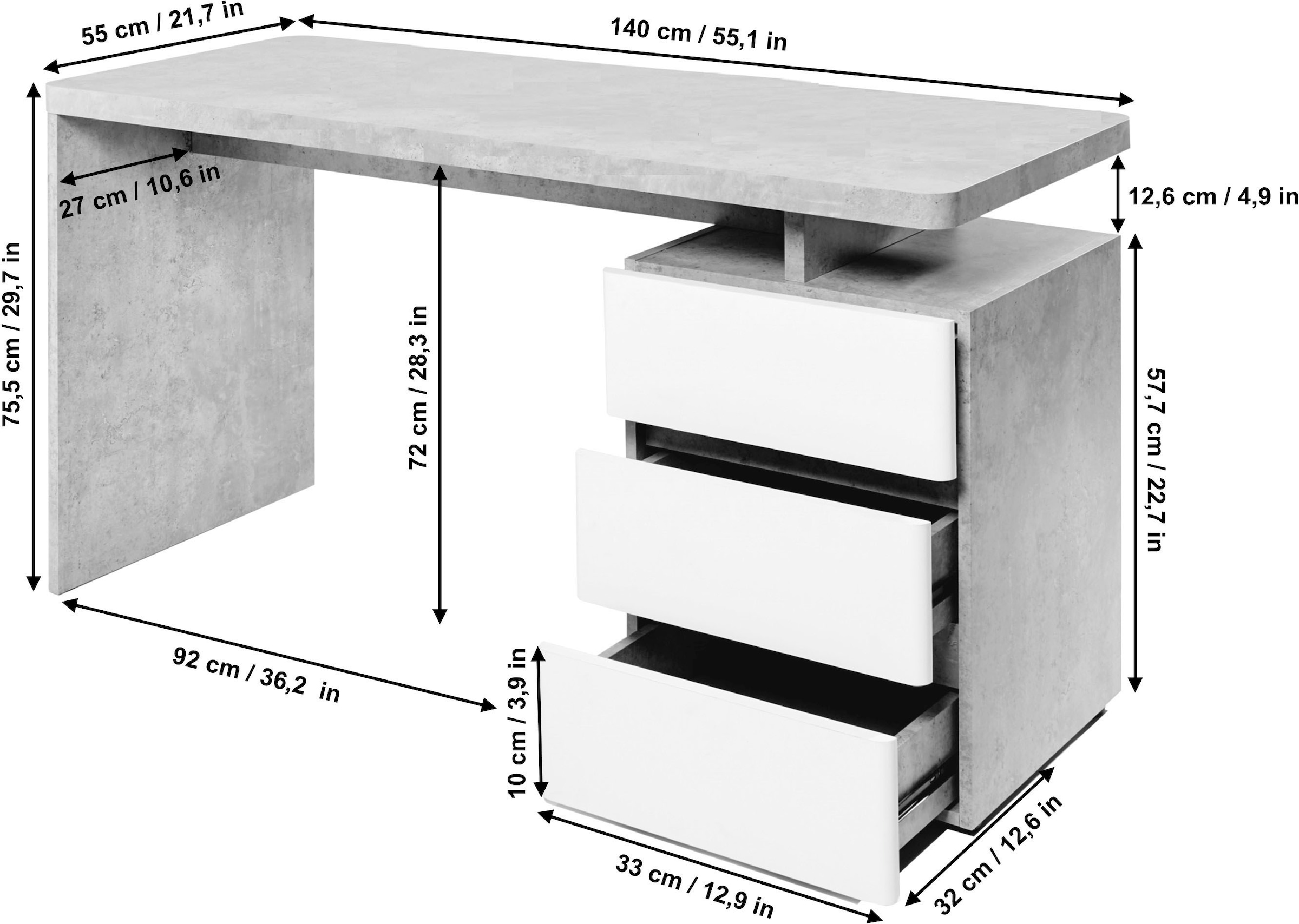 Jahnke Schreibtisch »CU-LIBRE C 240« wechselseitig montierbar