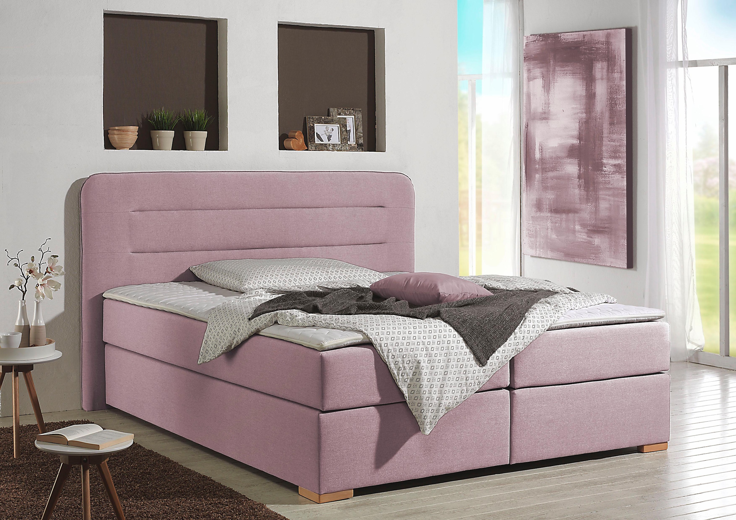 Home affaire Lit boxspring »Manchester« 5 largeurs, 3 versions, 2 degrés de fermeté, surmatelas, piqûre