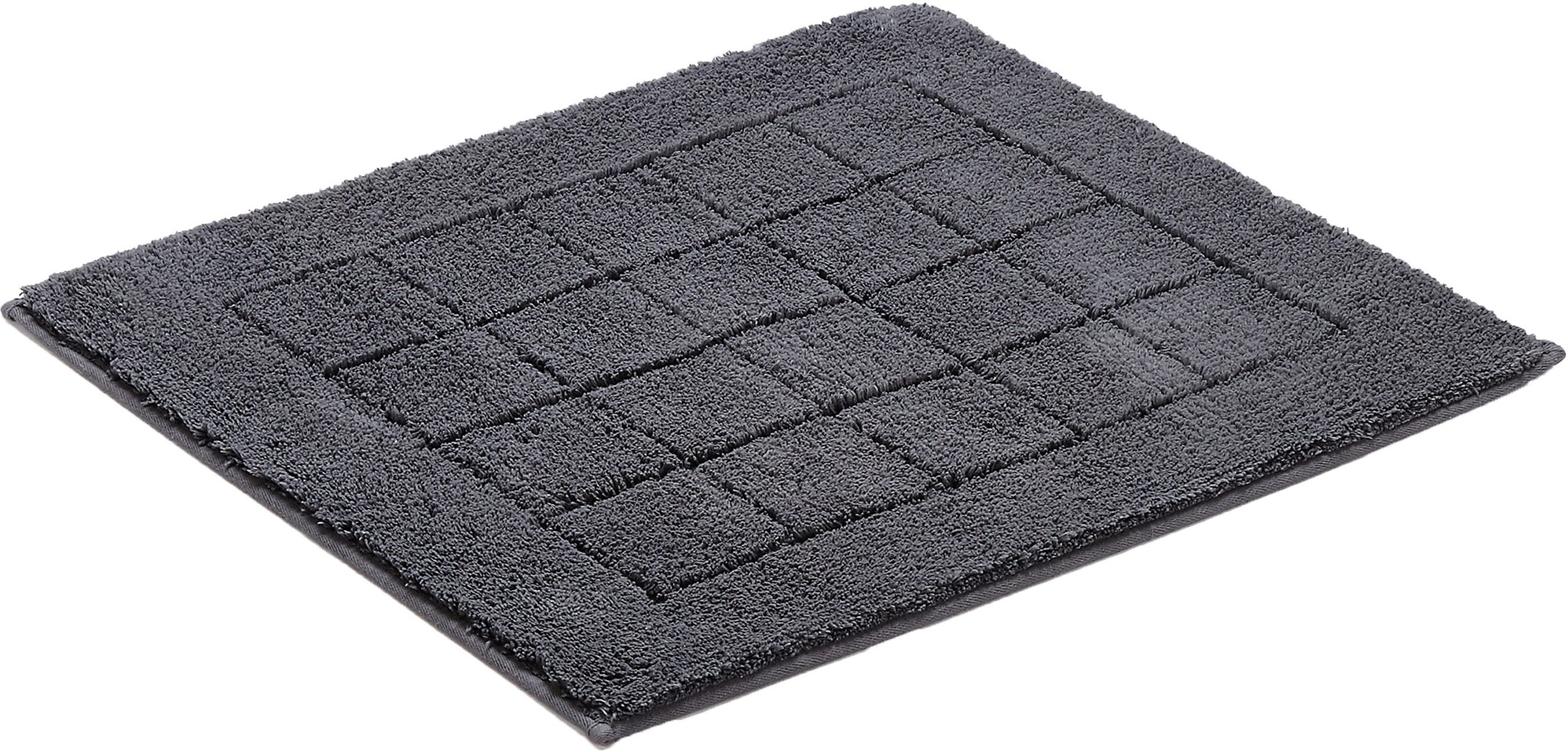 Vossen Badematte »Exclusive«, rutschhemmend beschichtet, fussbodenheizungsgeeignet, Badteppich, Uni-Farben, Karo Muster, Hoch-Tief Effekt, reine Baumwolle