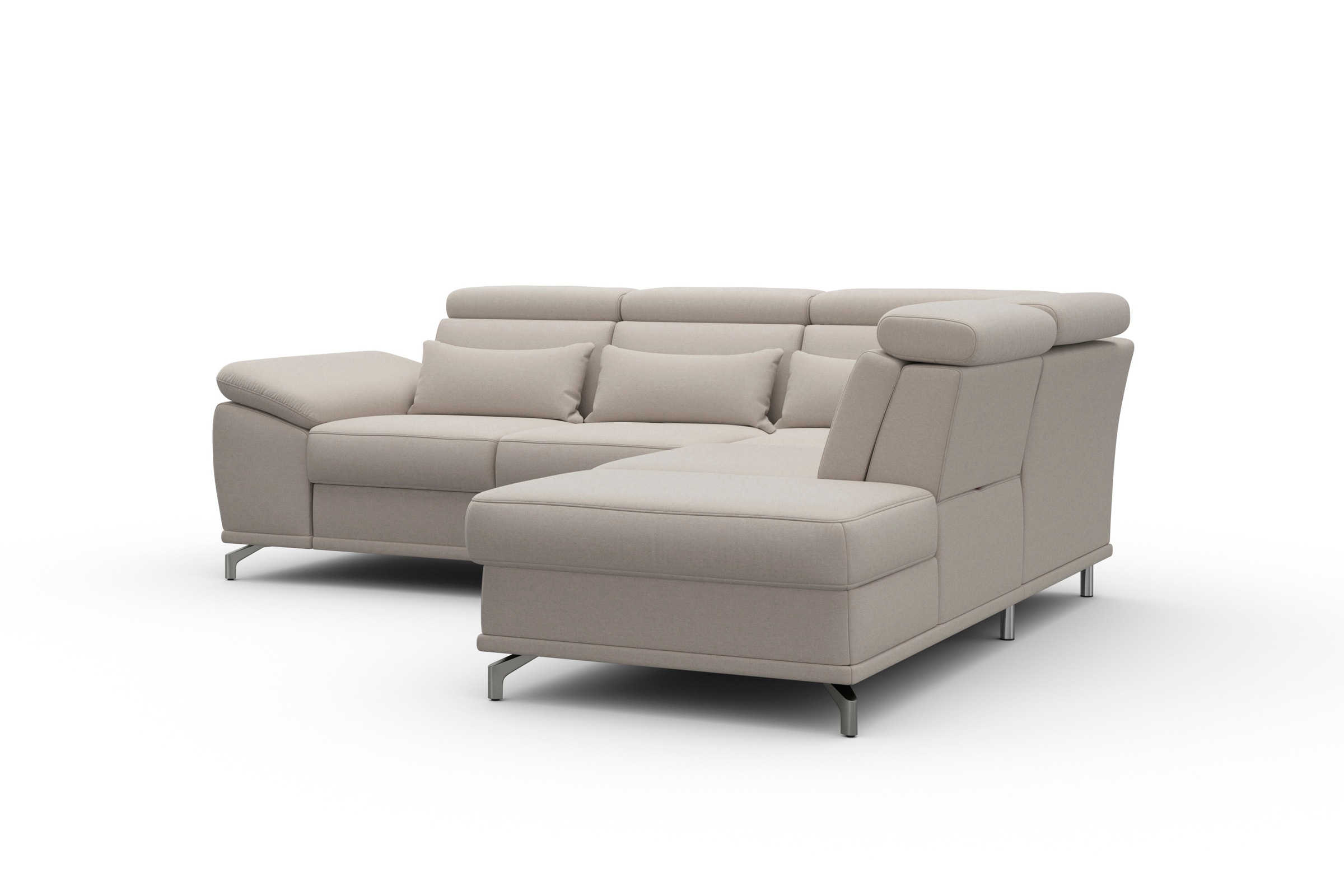 sit&more Ecksofa »Cabrio L-Form, mit Sitztiefenverstellung, Arm- und Kopfteilverstellung«, 3 Nierenkissen, Federkern, optional Bettfunktion und Stauraum