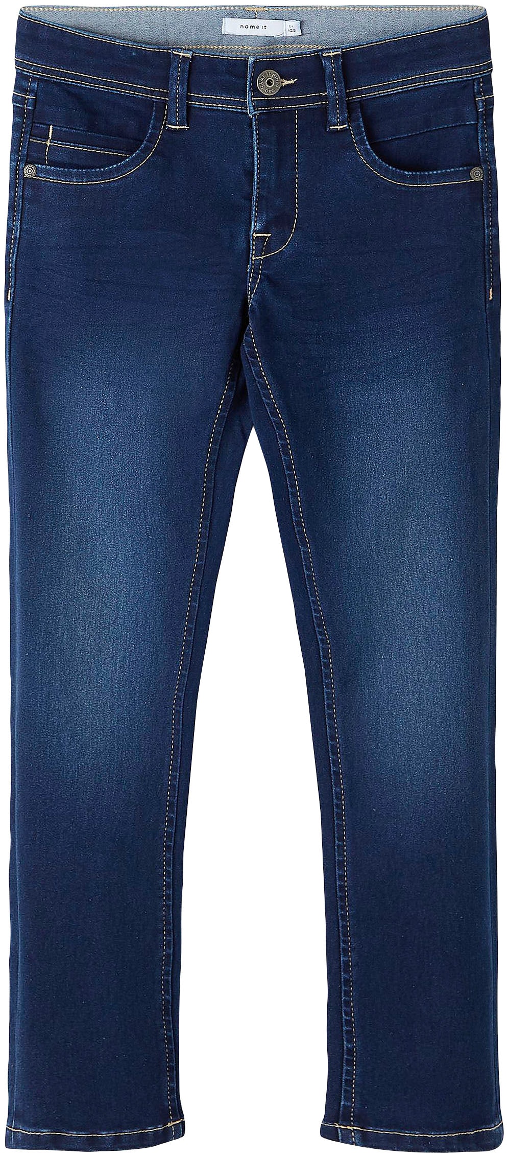 Name It Jeans stretch »NKMSILAS für Jungen mit verstellbarem Bund und schlanker Form« slim fit, Denim, Abriebeffekte, angesetztes Bündchen
