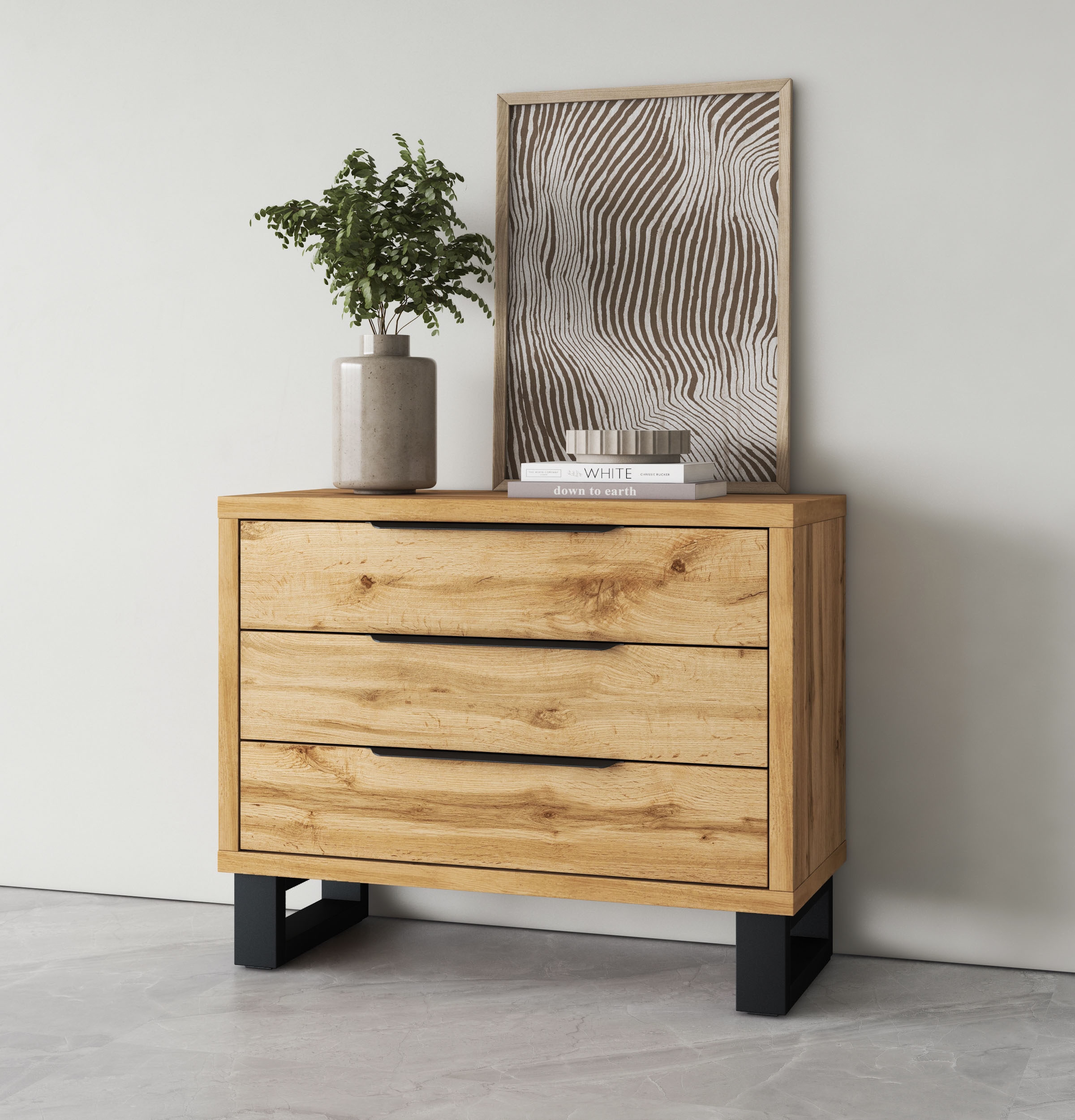 Image of Home affaire Kommode "Bronne,Breite 99,5 cm Schubladenkommode, Sideboard" Füsse in Kufenform, Sideboard 3 Schubladen, Schlafzimmerkommode