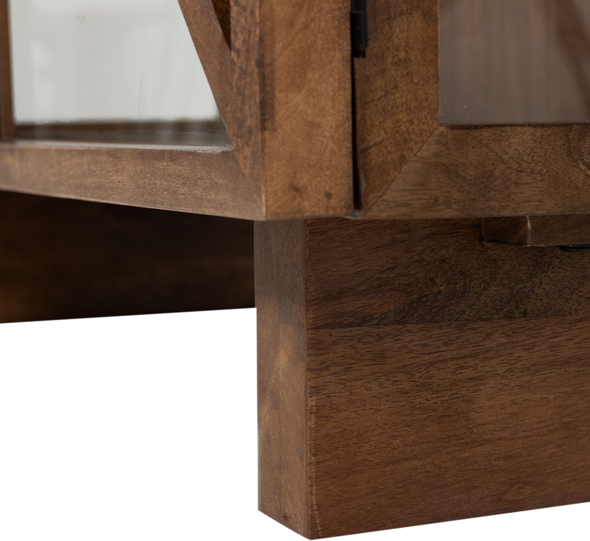 WOOOD Vitrine »Kella Mangoholz mit Glastüren und Glasablagen B 100 x D 44 x H 132 cm« Wandbefestigung empfohlen, Tragkraft 5–7 kg pro Glasboden