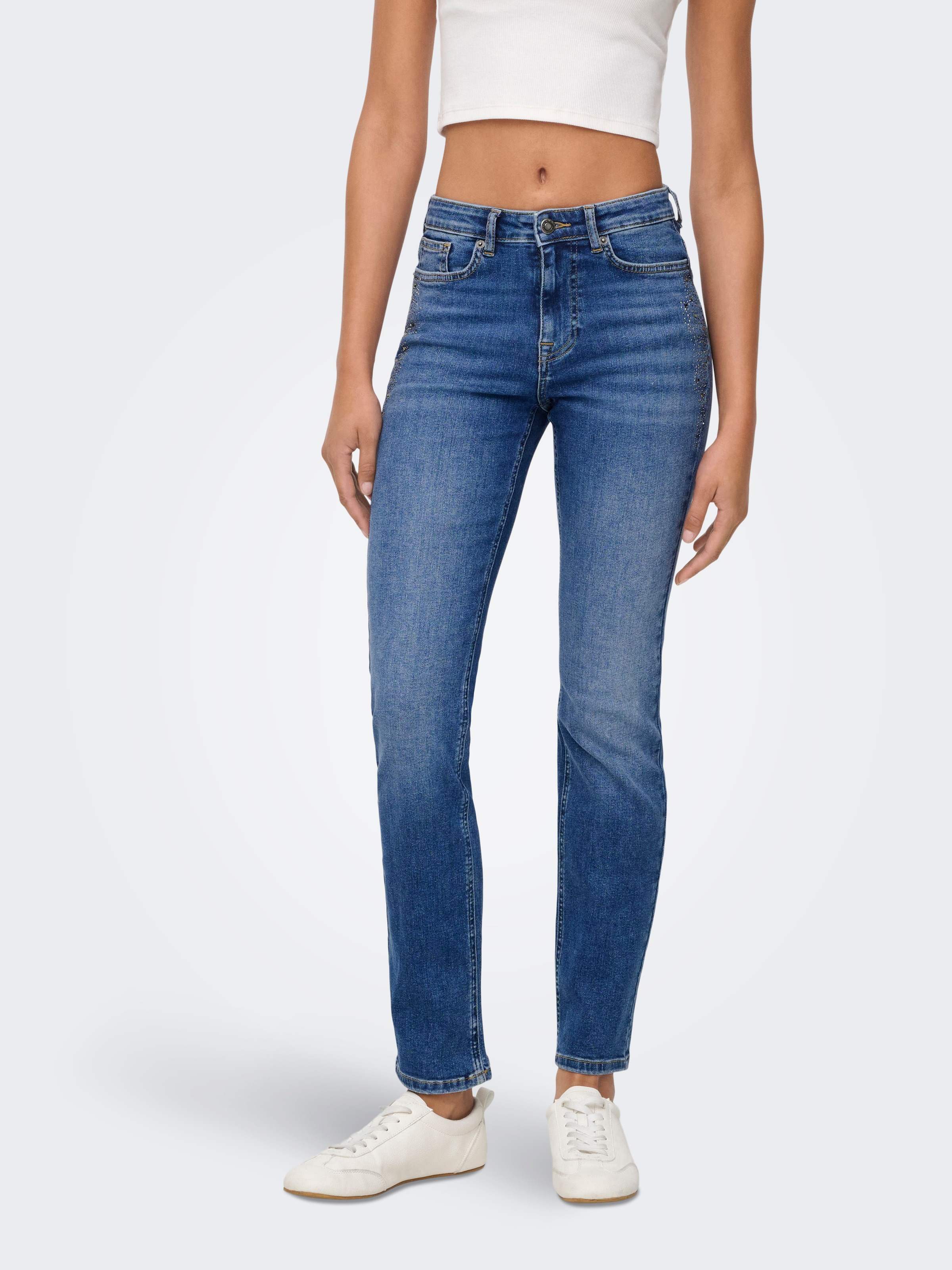 Image of ONLY Slim-fit-Jeans "ONLSUI MID SLIM RHINESTONE DNM TAI"