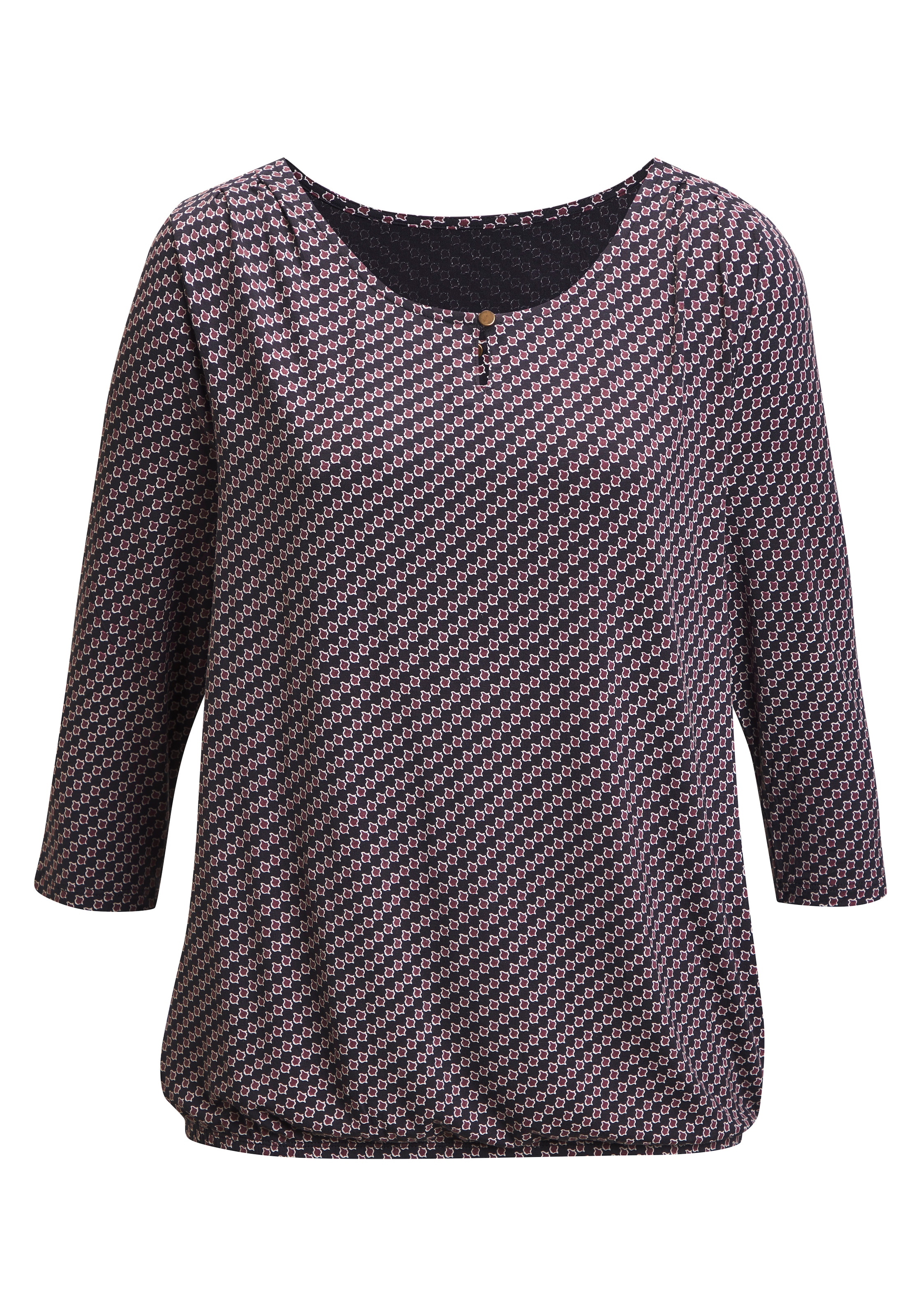 Vivance Shirt à col rond »mit goldfarbenem Zierknopf am Ausschnitt« aus weichem Viskose-Stretch