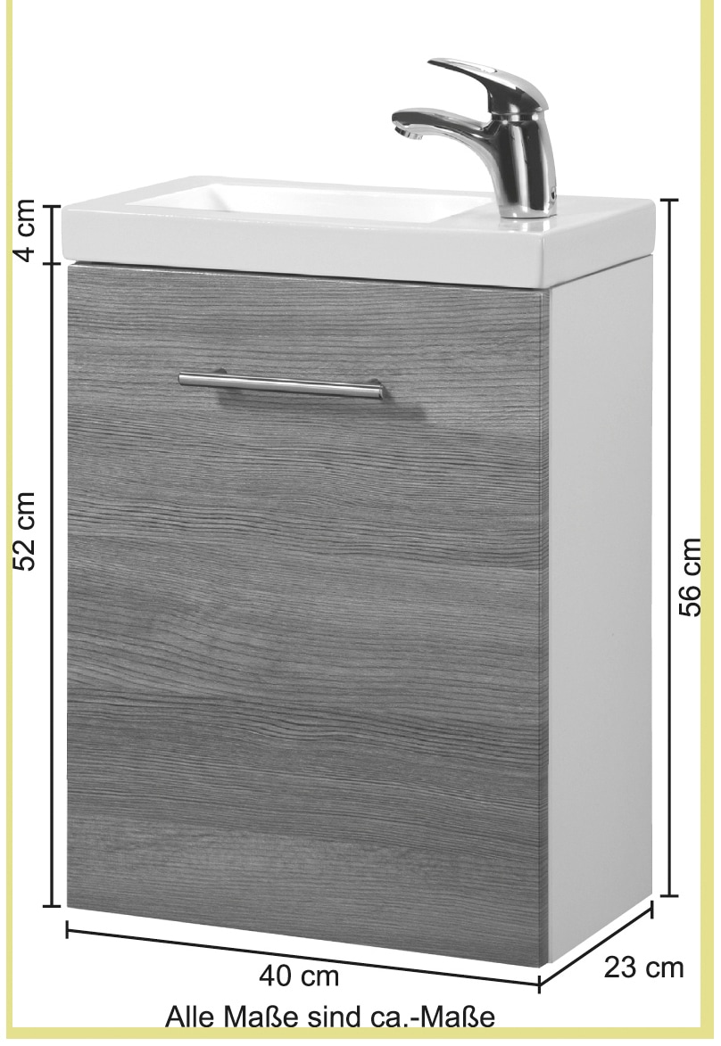 welltime Waschtisch-Set »Trento«, BxTxH: 40x23x56 cm, Gästebad SlimLine, Waschplatz