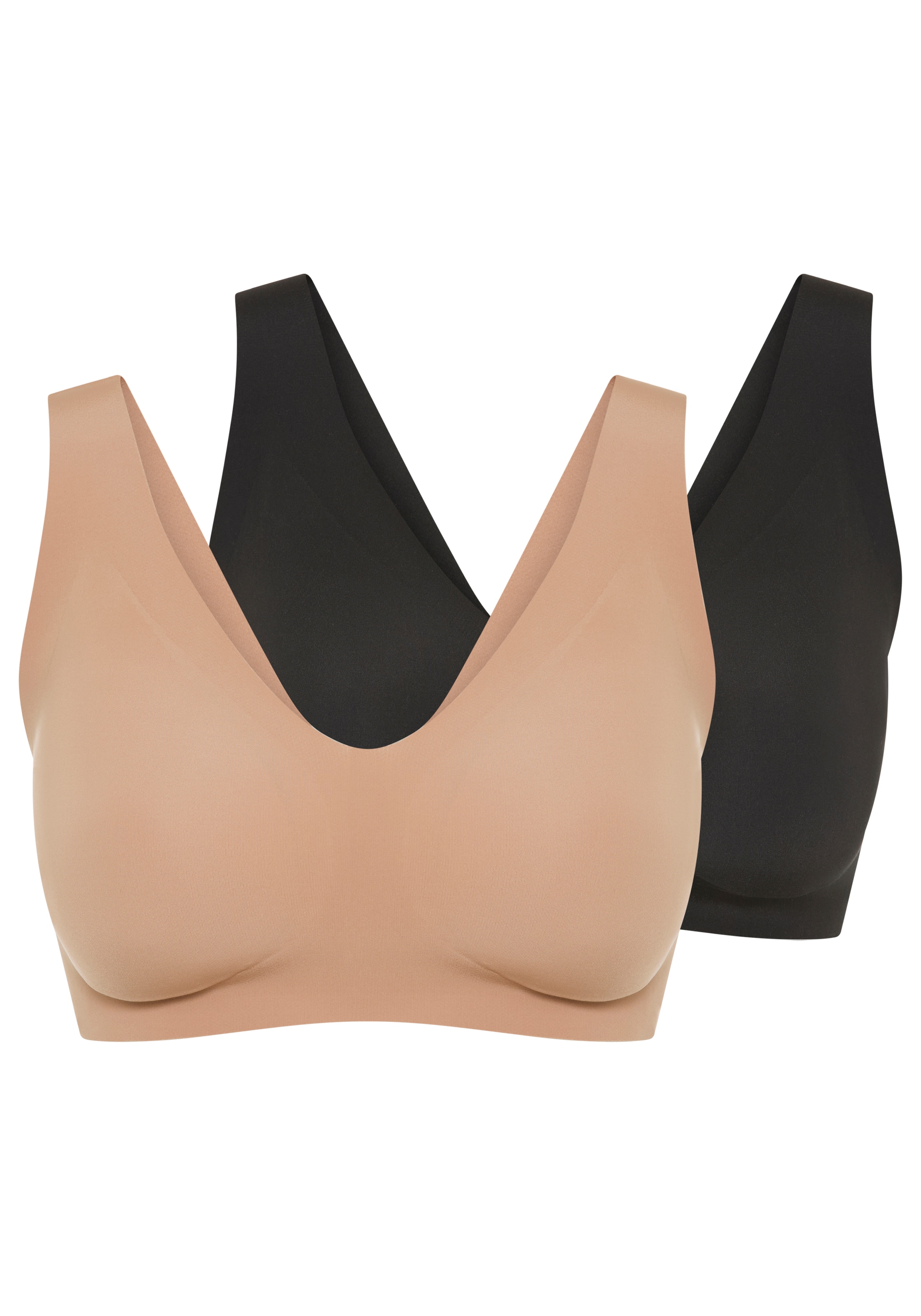 Image of sloggi Bralette "ZERO Feel 2.0" 2er Pack, nahtlos, herausnehmbare Pads, tiefes Dekolleté, Mikrofaser
