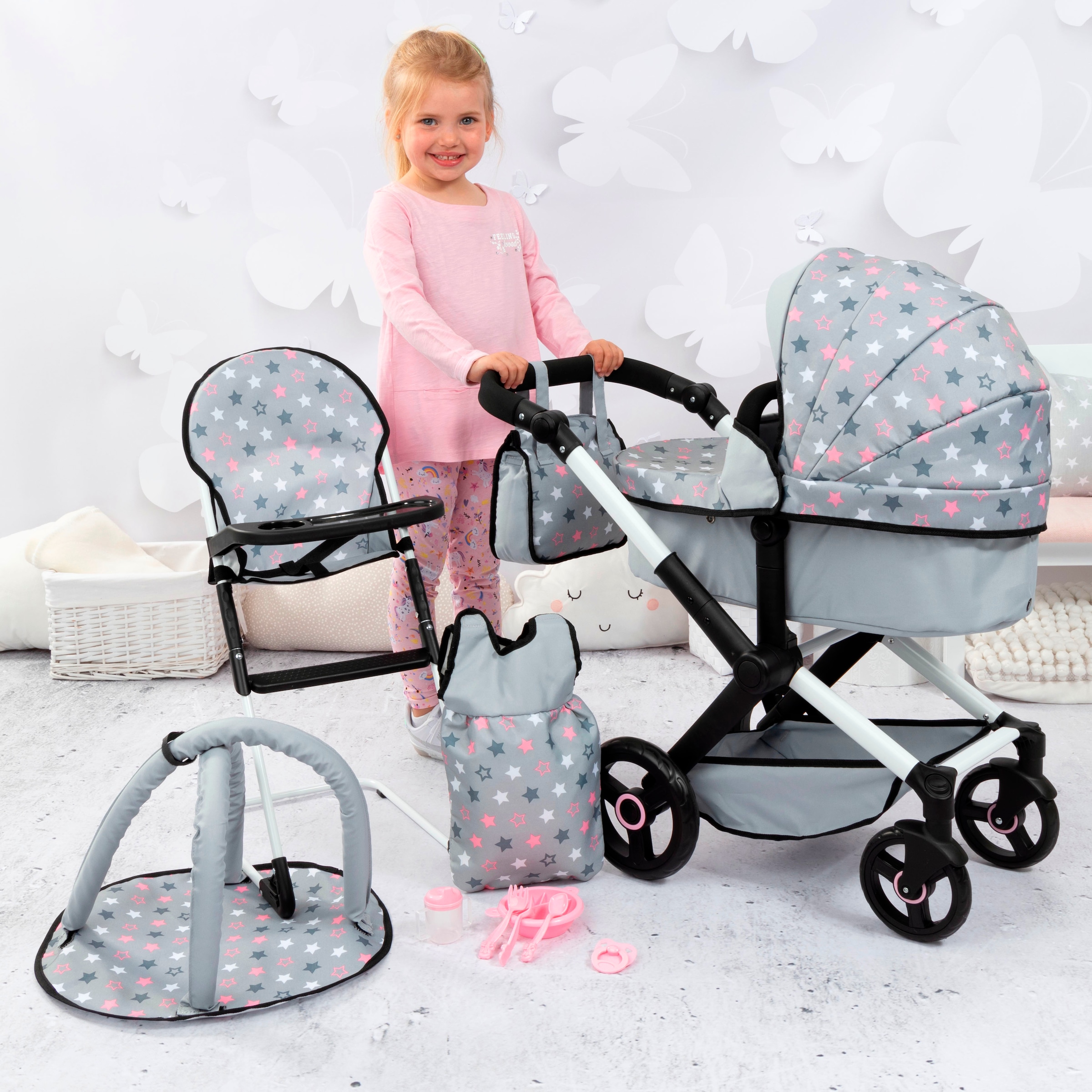 Bayer Kombi-Puppenwagen »Xeo Deluxe, grau«